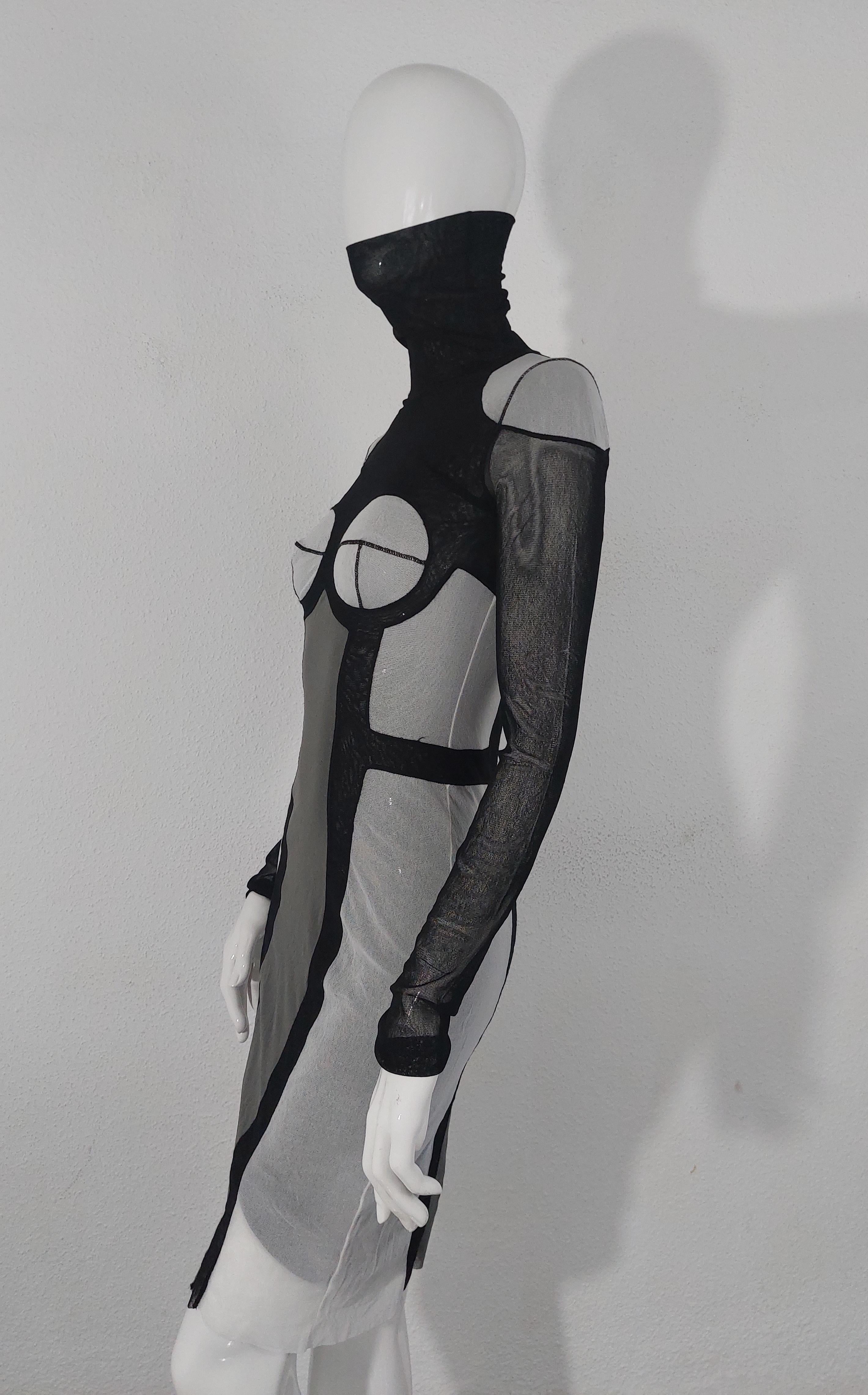 Black Jean Paul Gaultier Robot Cyber 5th Fifth Element SS90  Trompe L'oeil Dress For Sale