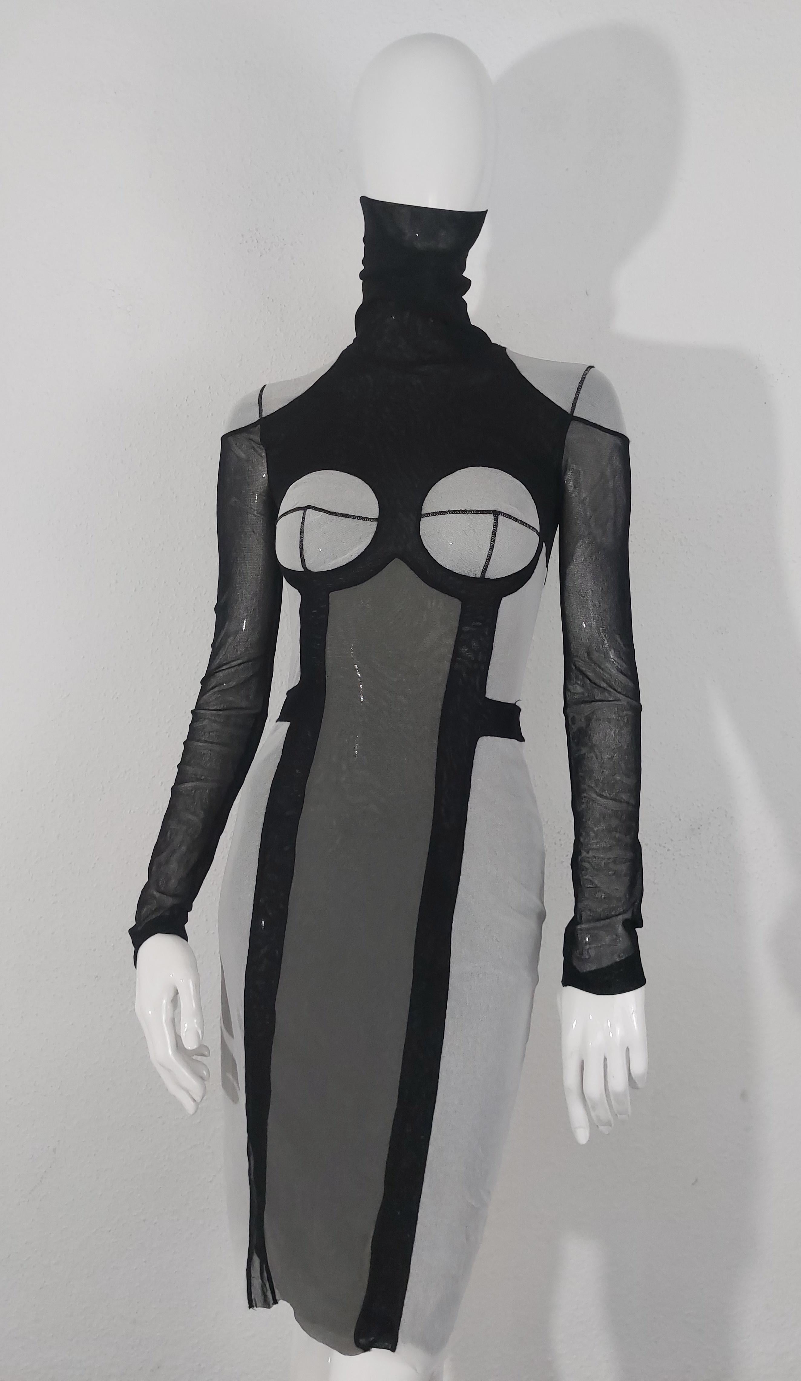 Jean Paul Gaultier Robot Cyber 5th Fifth Element SS90  Trompe L'oeil Dress In Excellent Condition For Sale In PARIS, FR