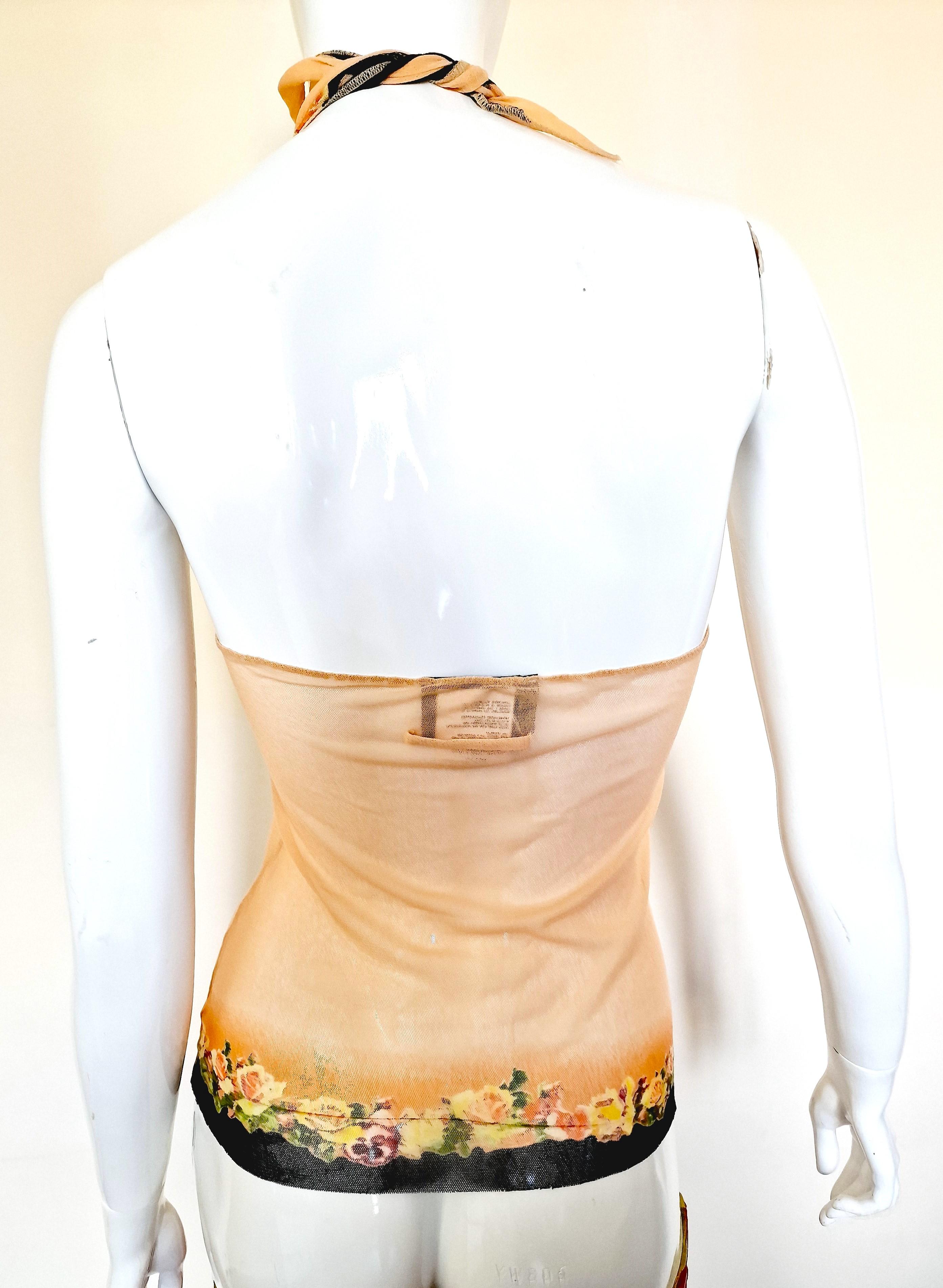 Jean Paul Gaultier Rose Kendall Kylie Jenner Mesh Transparent T-shirt Tee Top For Sale 1