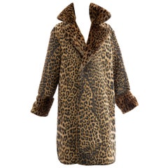 Jean Paul Gaultier Runway Animal Print Faux Fur Trim Coat, Fall 2004