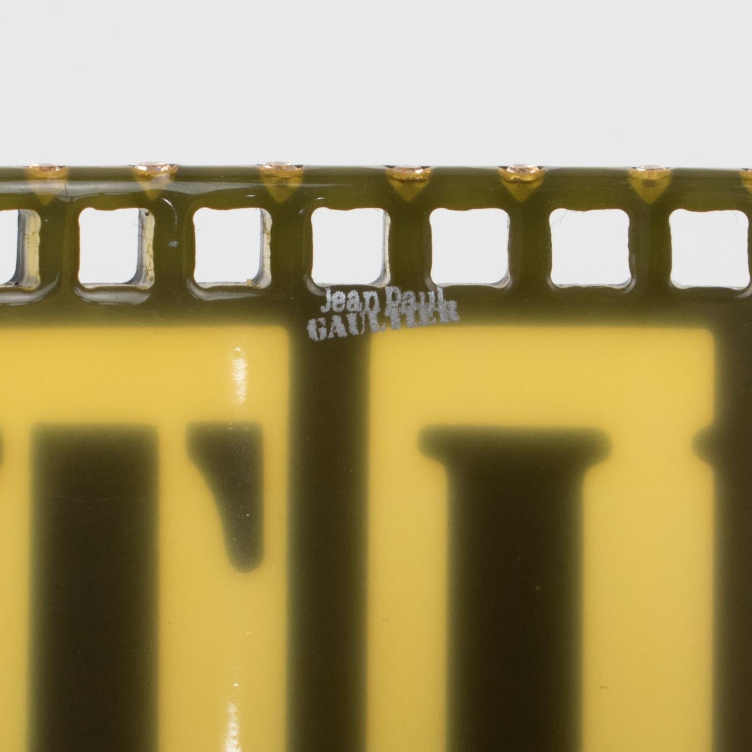 Jean Paul Gaultier Runway Black and Yellow Resin Cuff Bracelet Old Film Strip For Sale 2