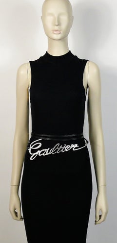 Jean Paul Gaultier Cursive Logo Metal Chrome Jeweled Belt