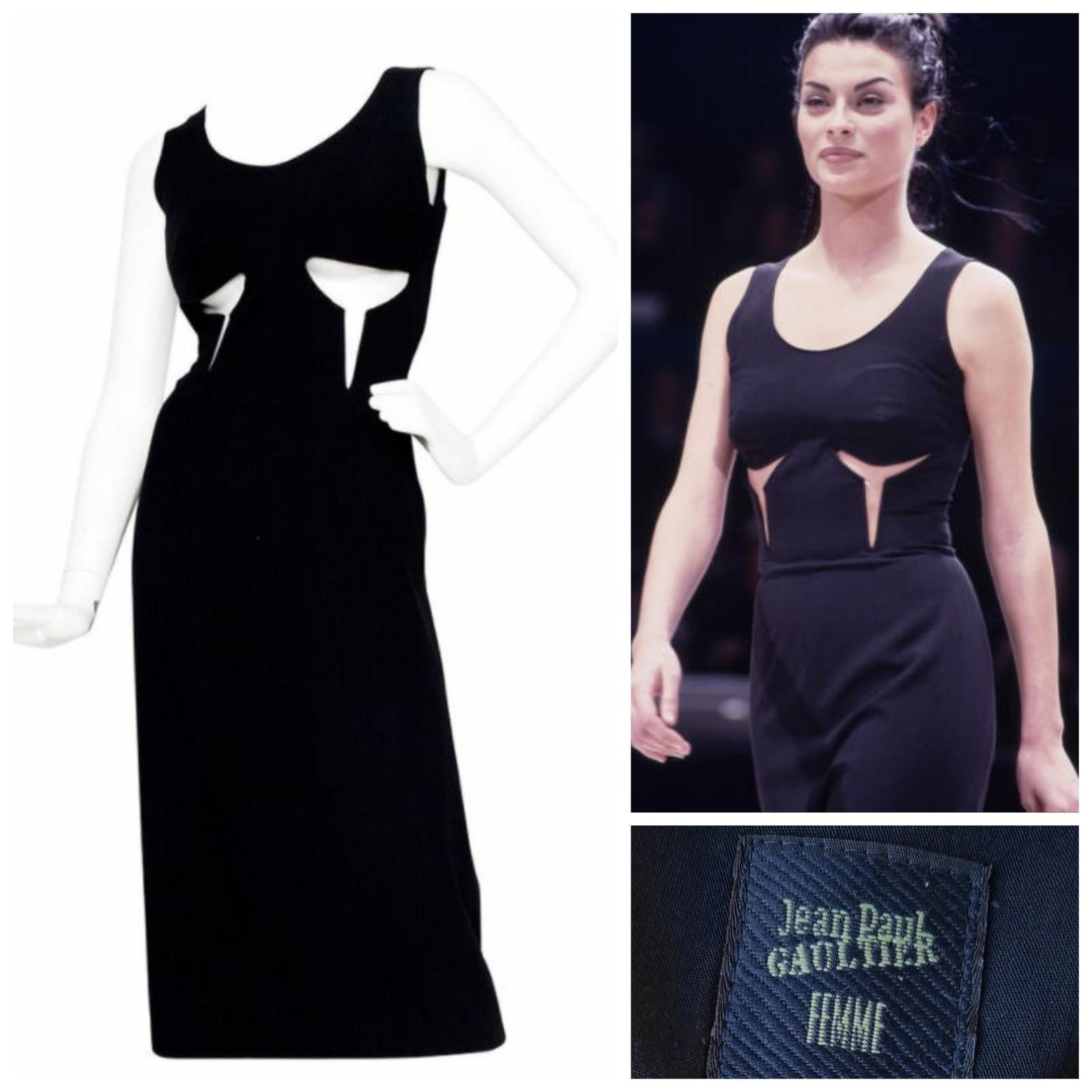 Jean Paul Gaultier Runway Cut Out Cutout Couture Breast SS 1993 Black Dress For Sale