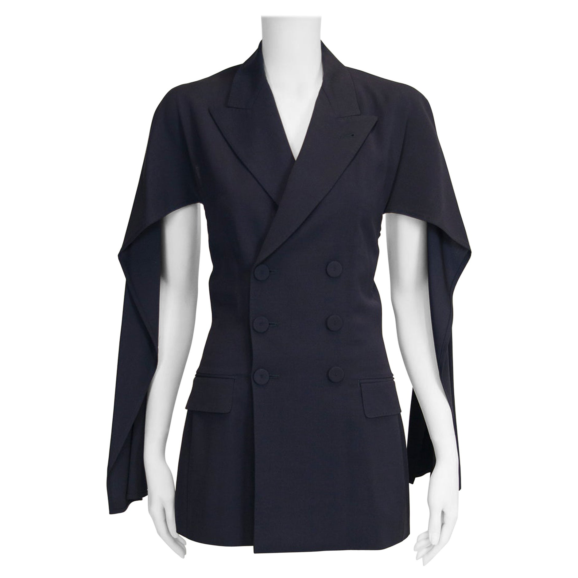 Jean Paul Gaultier Laufsteg Zweireihiger Blazer mit Cape-Effekt und Kapuze, F/S 2012