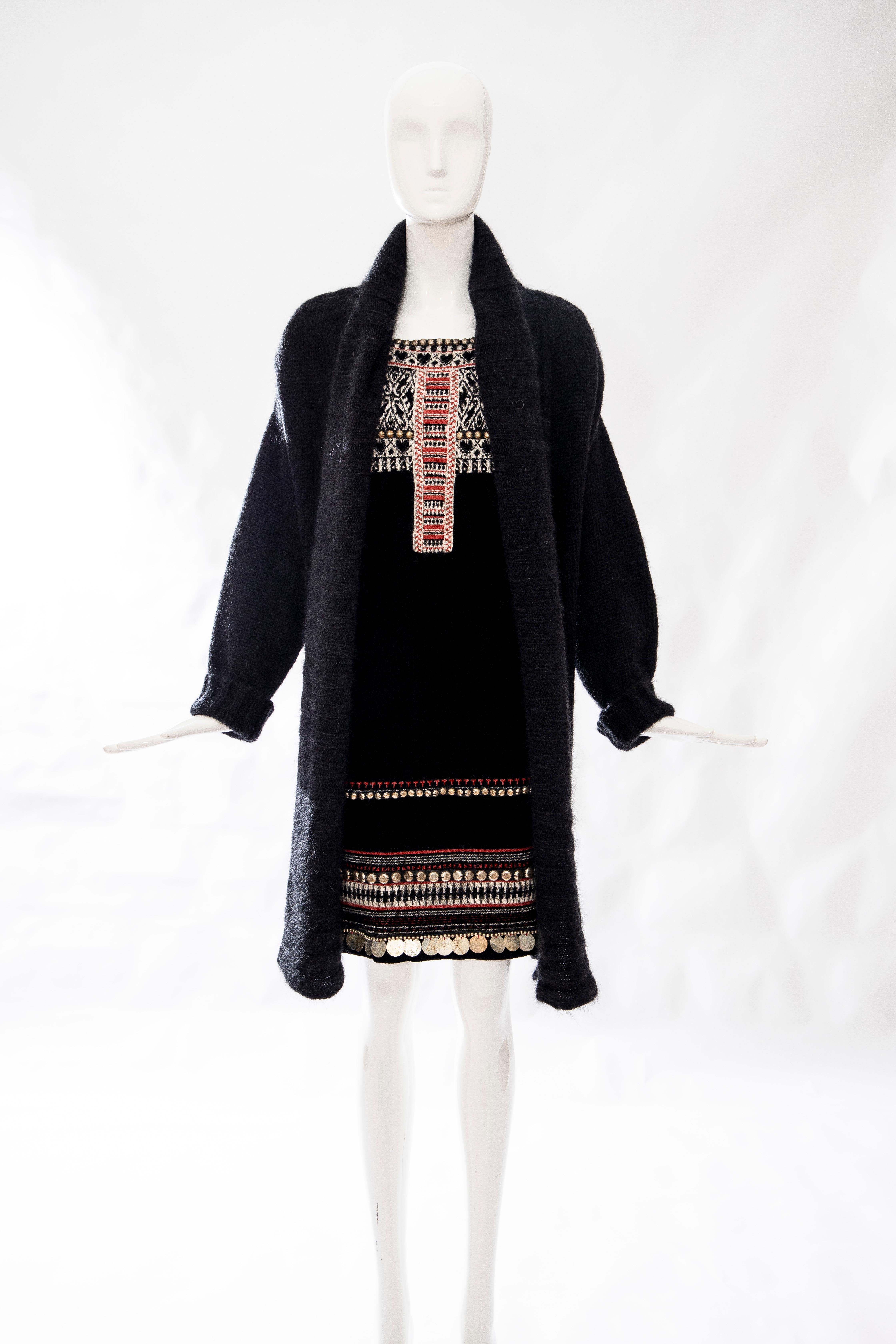 Jean Paul Gaultier Runway Mohair Knit Appliquéd Coins Sweater Dress , Fall 2010 In Excellent Condition For Sale In Cincinnati, OH