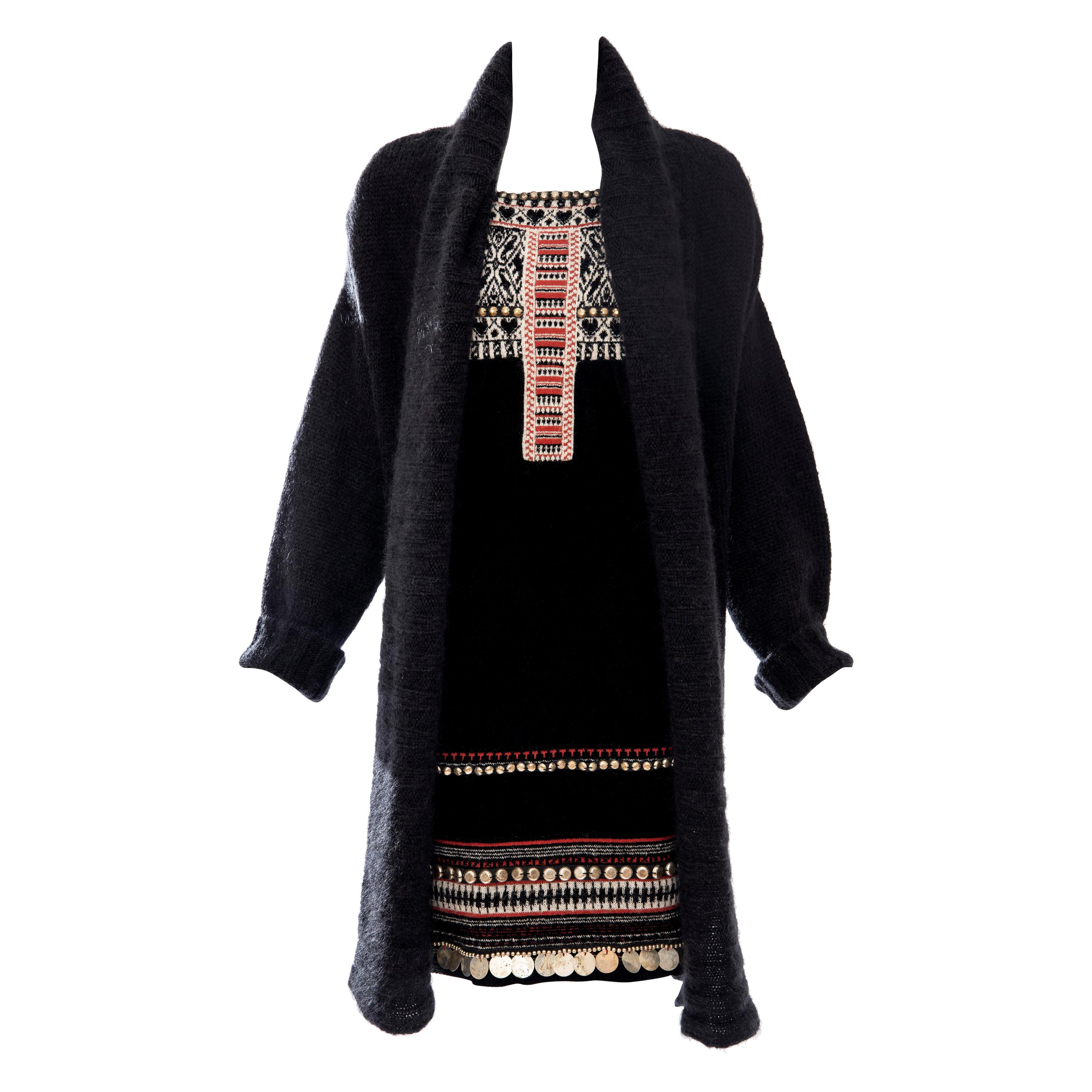 Jean Paul Gaultier Runway Mohair Knit Appliquéd Coins Sweater Dress , Fall 2010 For Sale