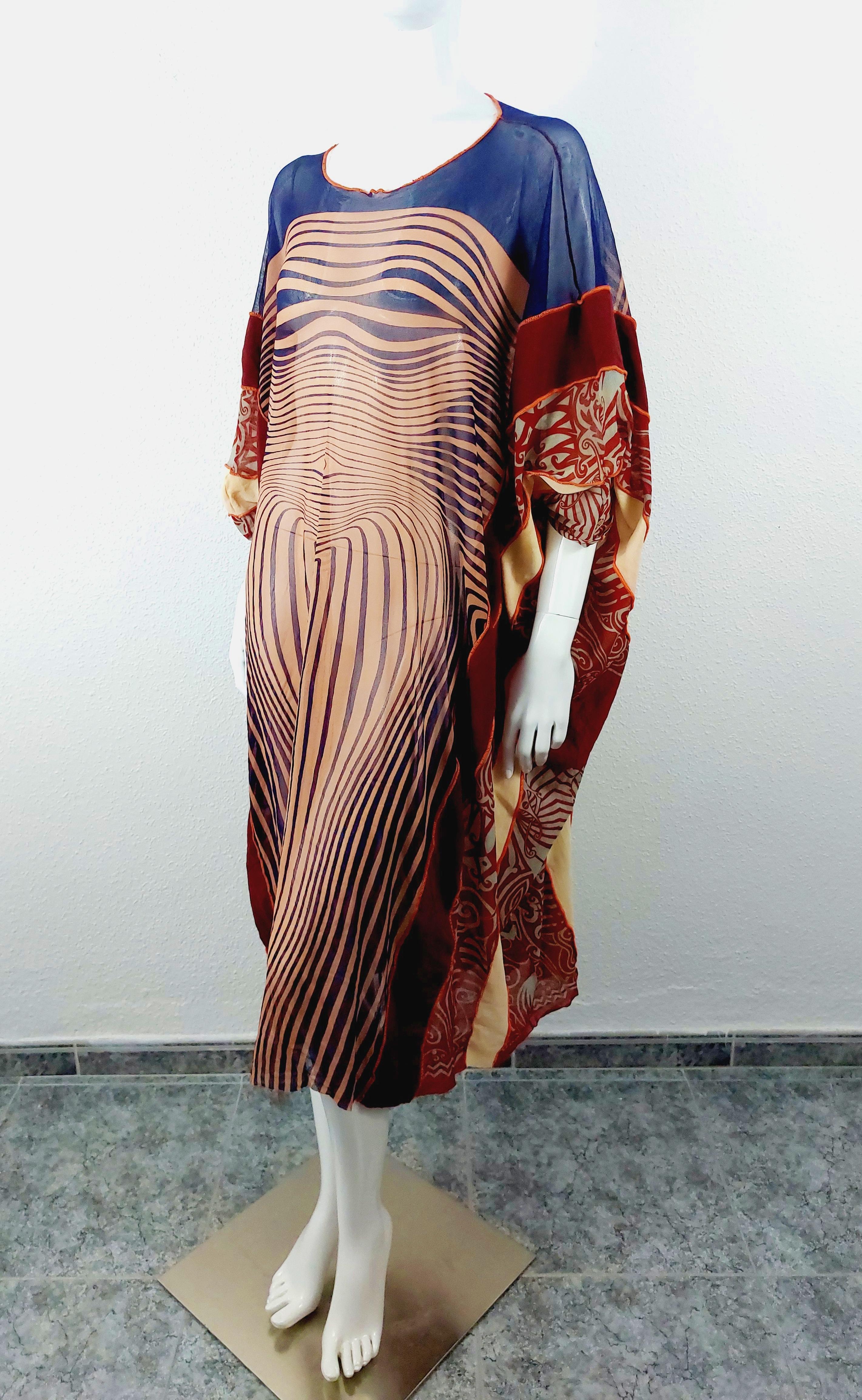 Jean Paul Gaultier Runway Nude Contour Maxi Caftan Robe Caftan Optical S/S 1996 en vente 11