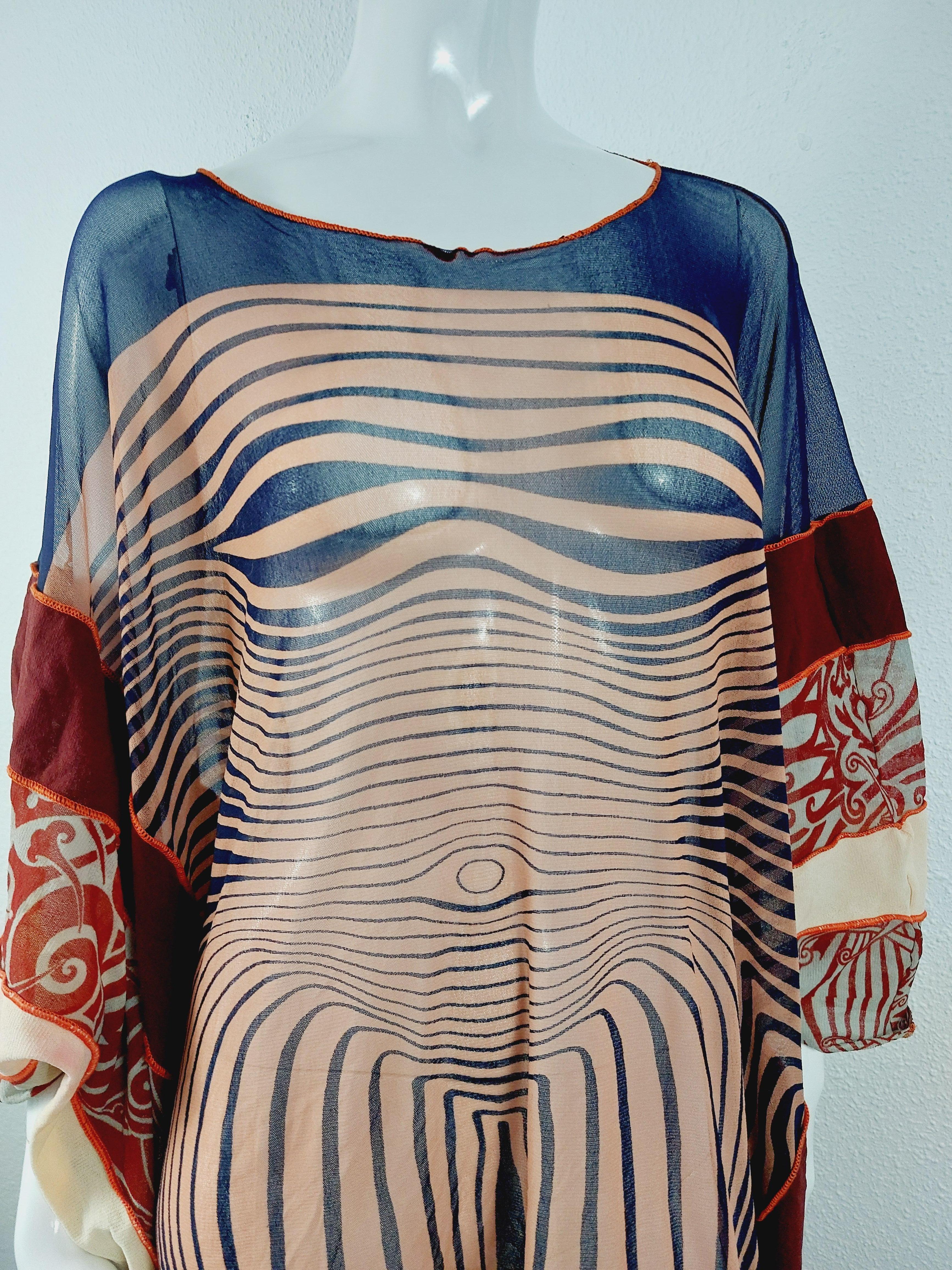 Jean Paul Gaultier Runway Nude Contour Maxi Caftan Robe Caftan Optical S/S 1996 en vente 2