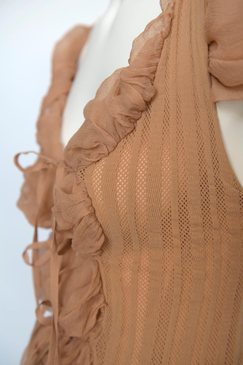 Jean Paul Gaultier Runway Sheer Nude Mesh Maxi Dress, Spring-Summer 2001 For Sale 8