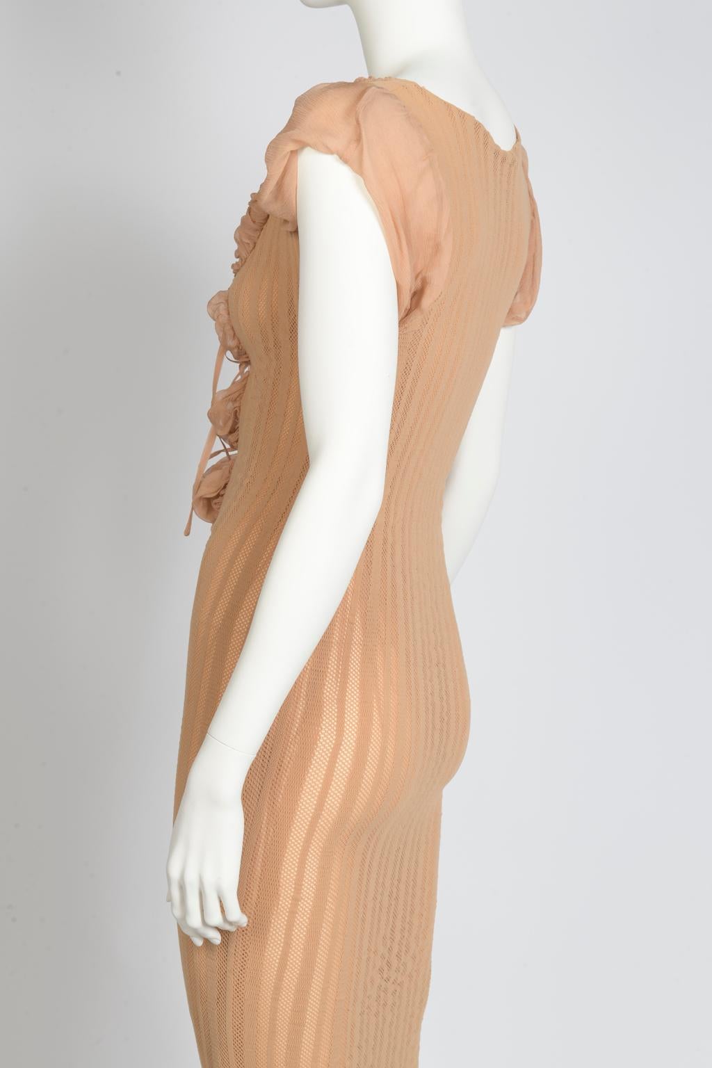 Jean Paul Gaultier Runway Sheer Nude Mesh Maxi Dress, Spring-Summer 2001 For Sale 9