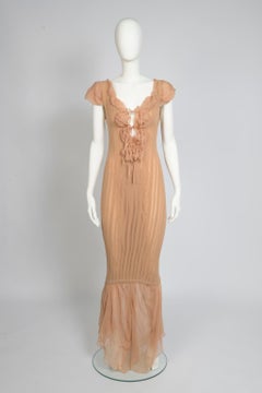 Jean Paul Gaultier Runway Sheer Nude Mesh Maxi Dress, Spring-Summer 2001
