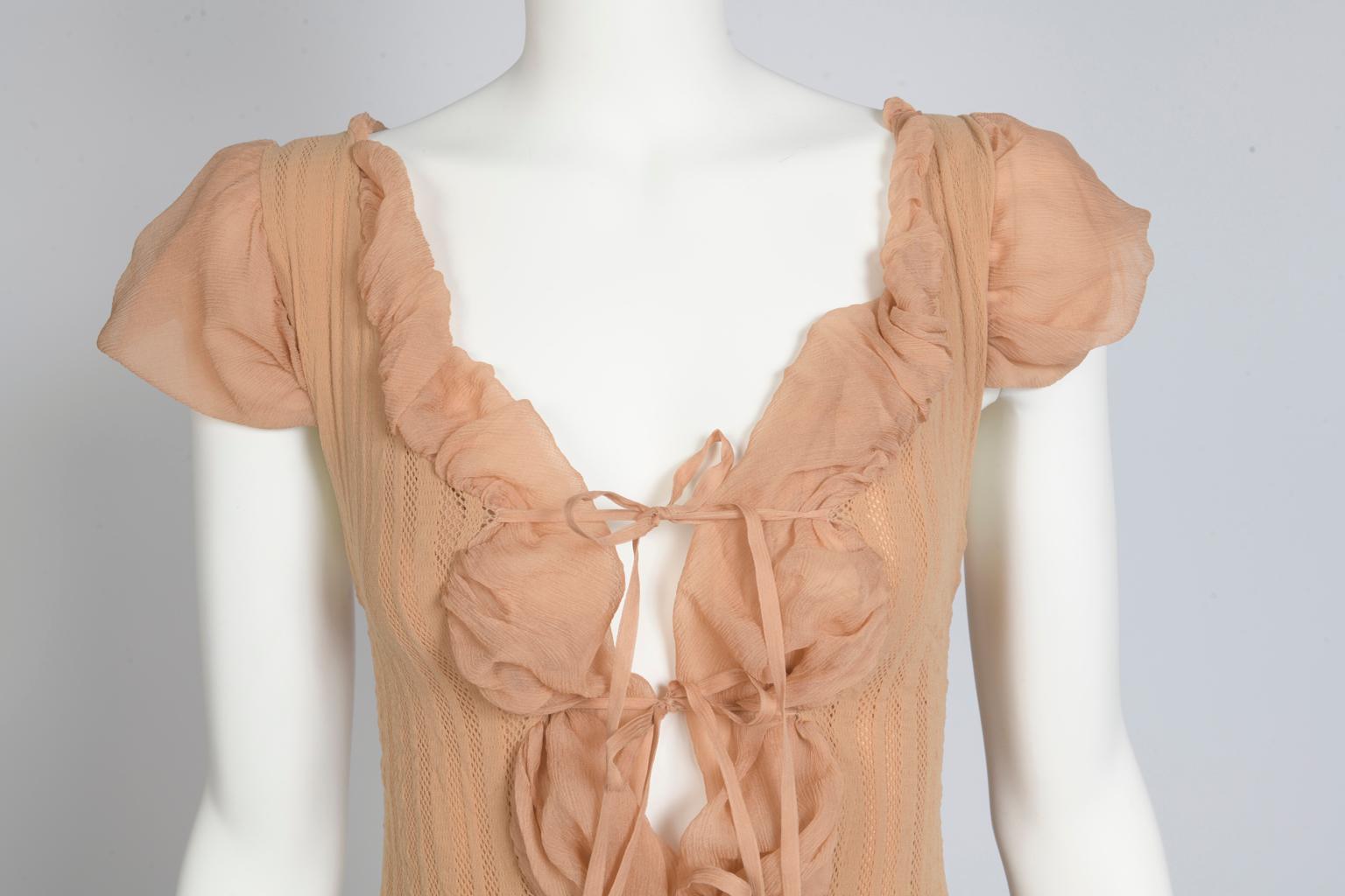Jean Paul Gaultier Runway Sheer Nude Mesh Maxi Dress, Spring-Summer 2001 For Sale 1