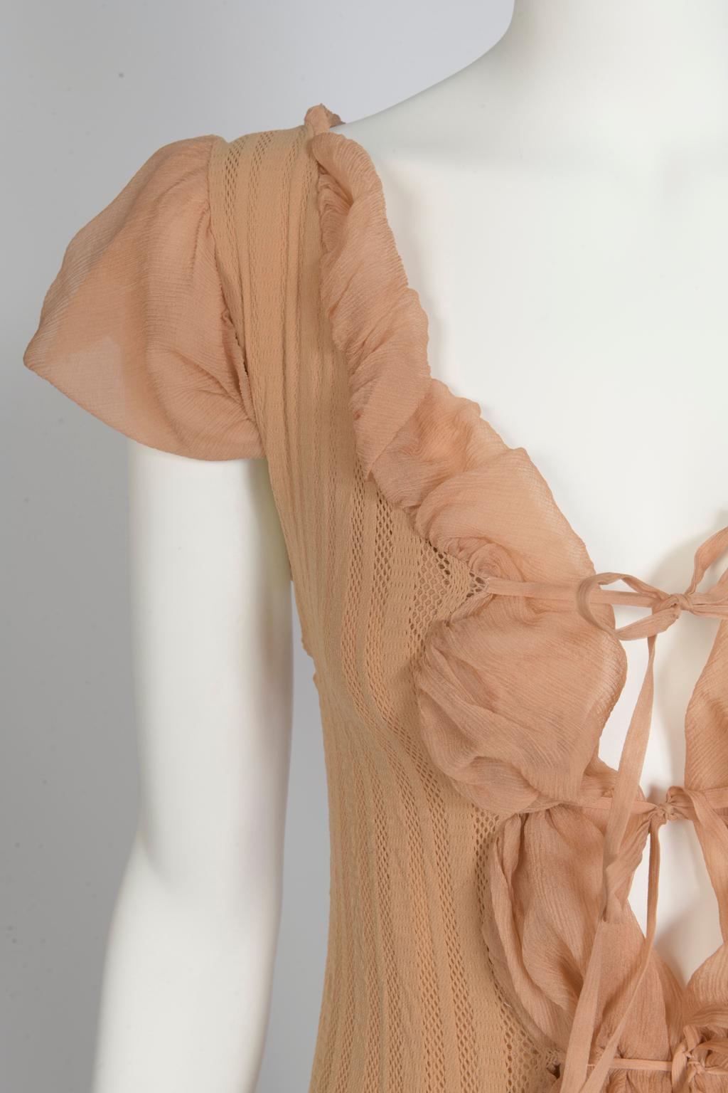 Jean Paul Gaultier Runway Sheer Nude Mesh Maxi Dress, Spring-Summer 2001 For Sale 2