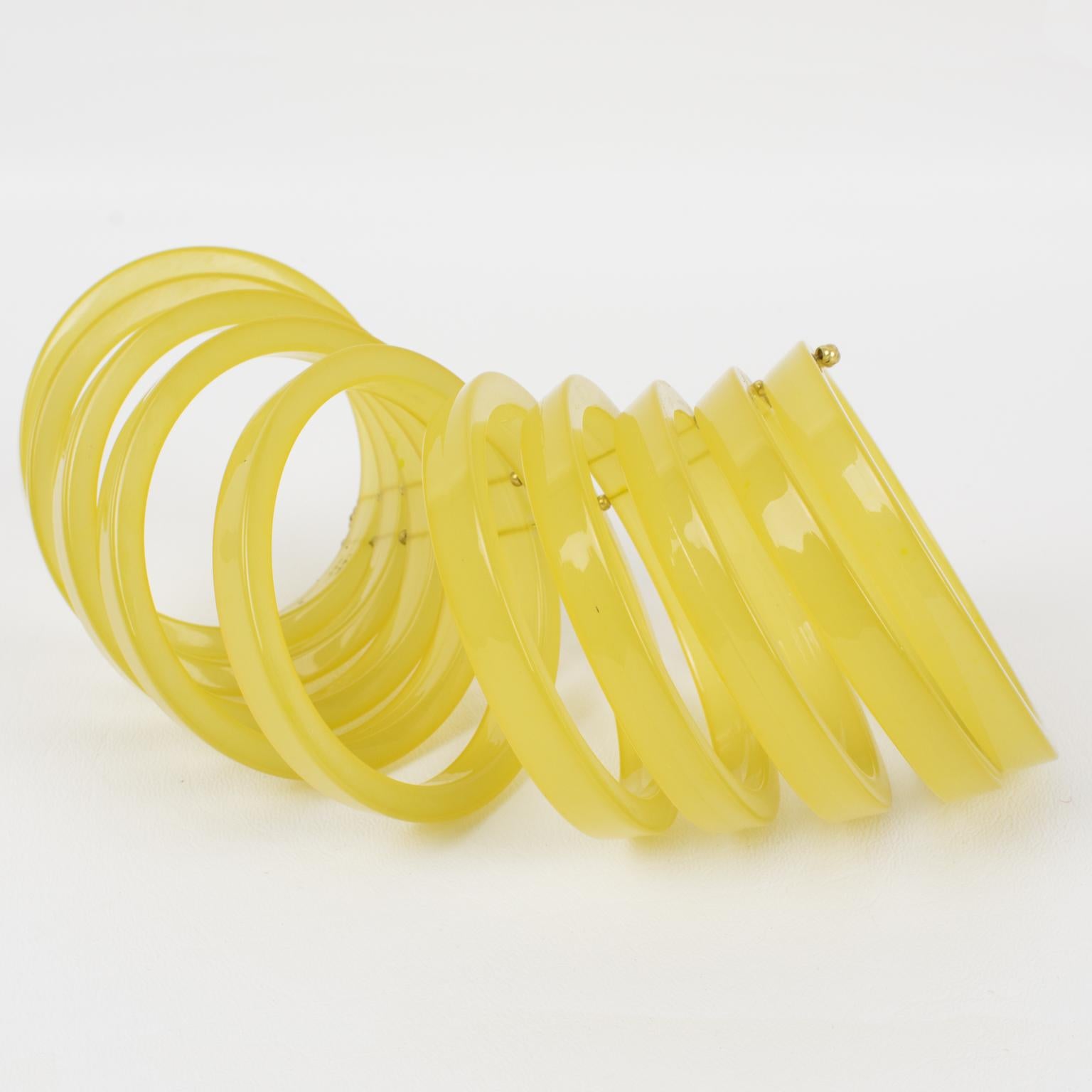 Jean Paul Gaultier Runway Spring 2010 Yellow Resin Multi-Band Bracelet For Sale 3