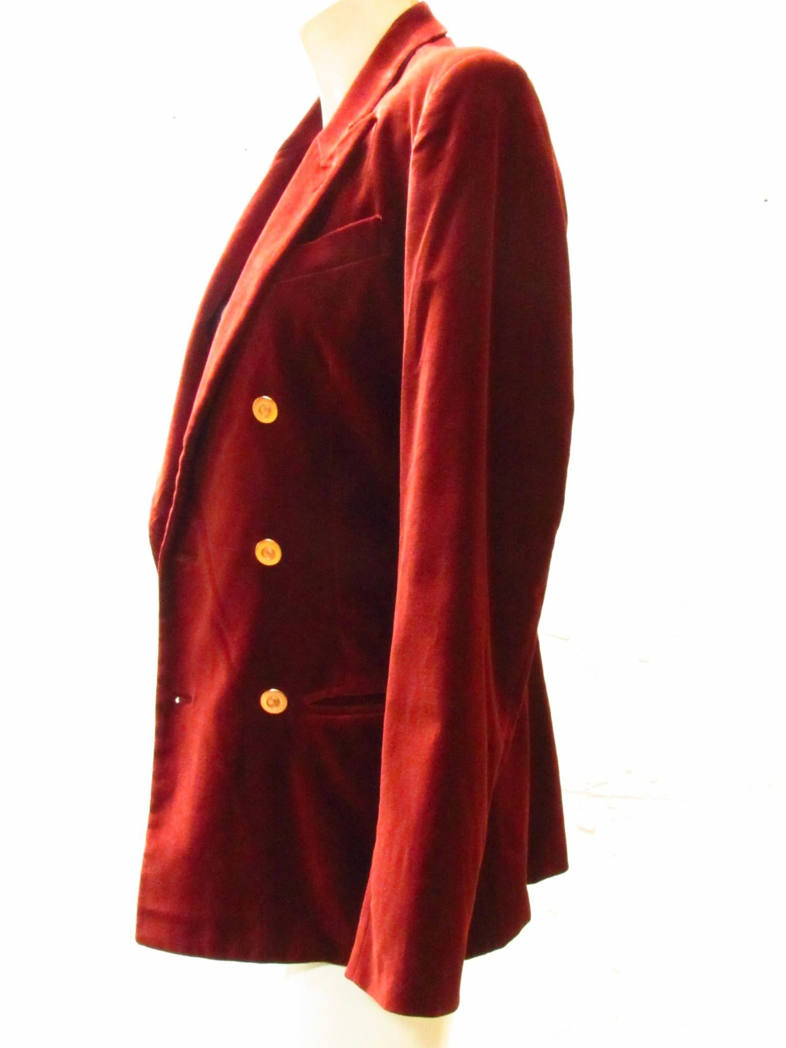 Jean Paul Gaultier Blazer de terciopelo color óxido en Nuevo estado para la venta en Laguna Beach, CA