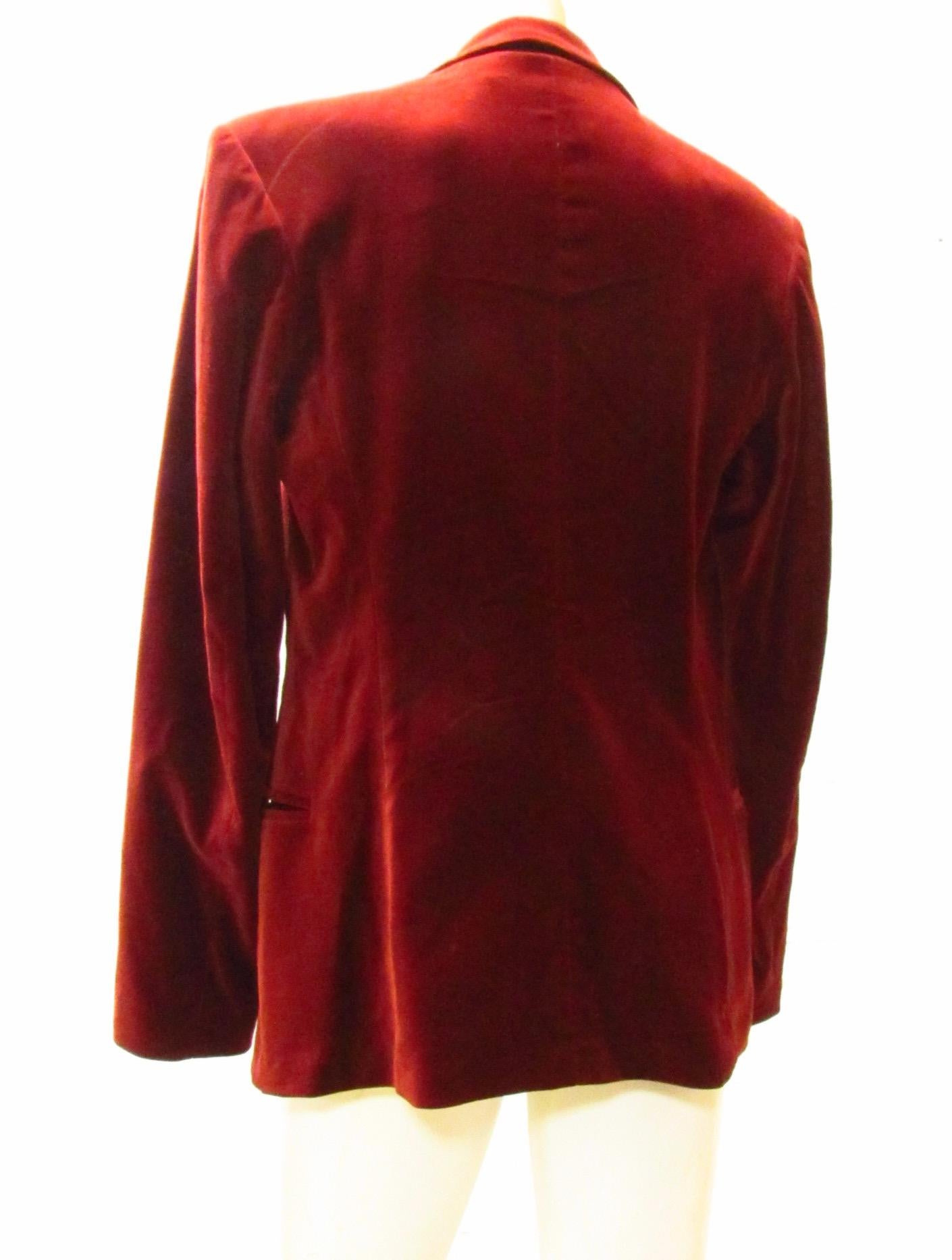 Red Jean Paul Gaultier Rust Colored Velvet Blazer For Sale