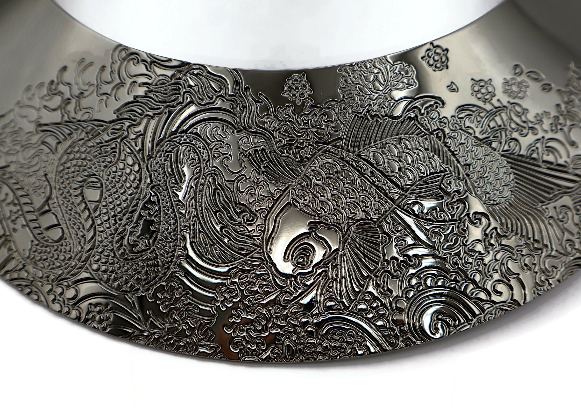 JEAN PAUL GAULTIER Ruthenium Color Japanese Koi Fish Tattoo Choker Necklace 1