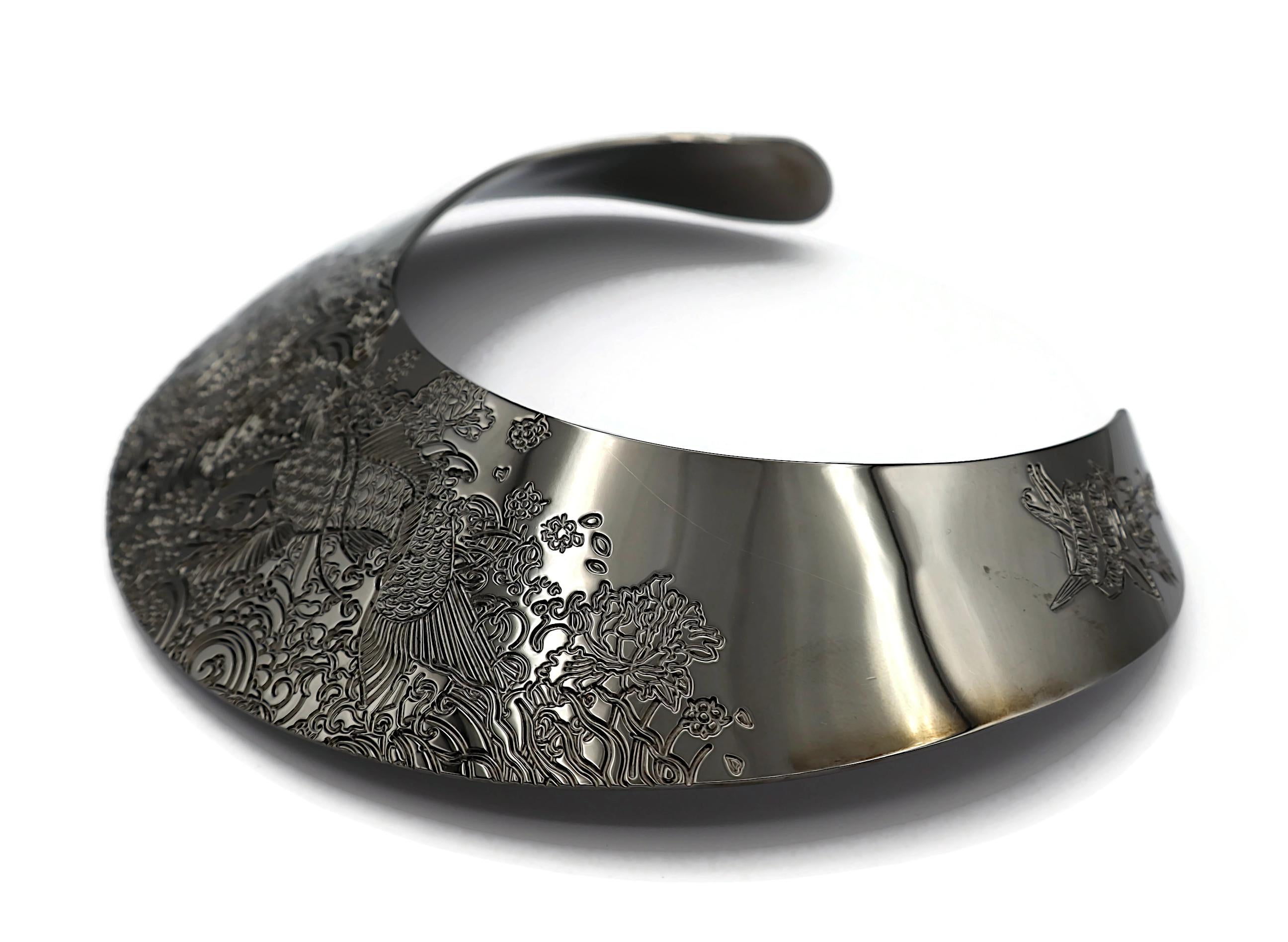 JEAN PAUL GAULTIER Ruthenium Color Japanese Koi Fish Tattoo Choker Necklace 2