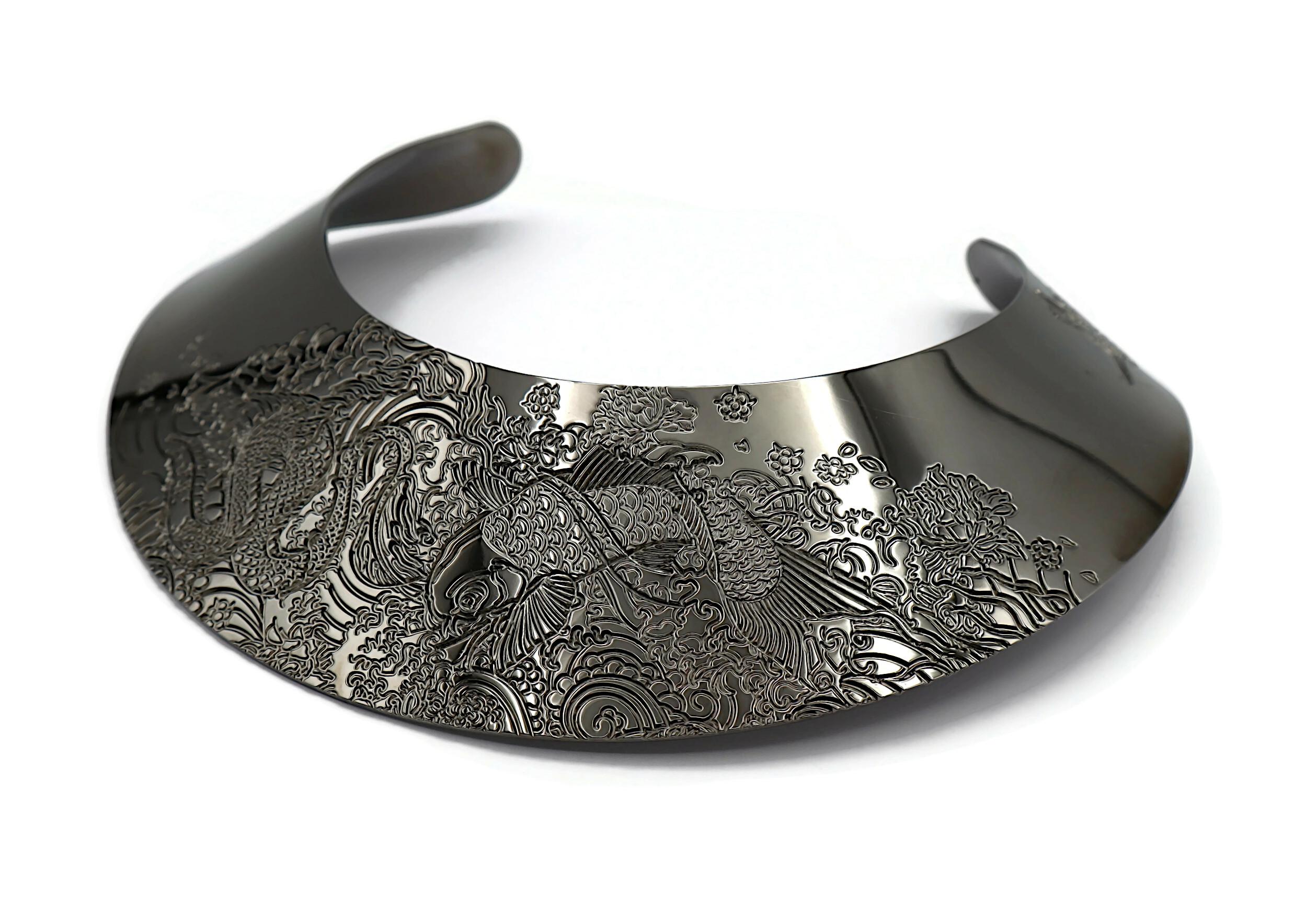 JEAN PAUL GAULTIER Ruthenium Color Japanese Koi Fish Tattoo Choker Necklace 3