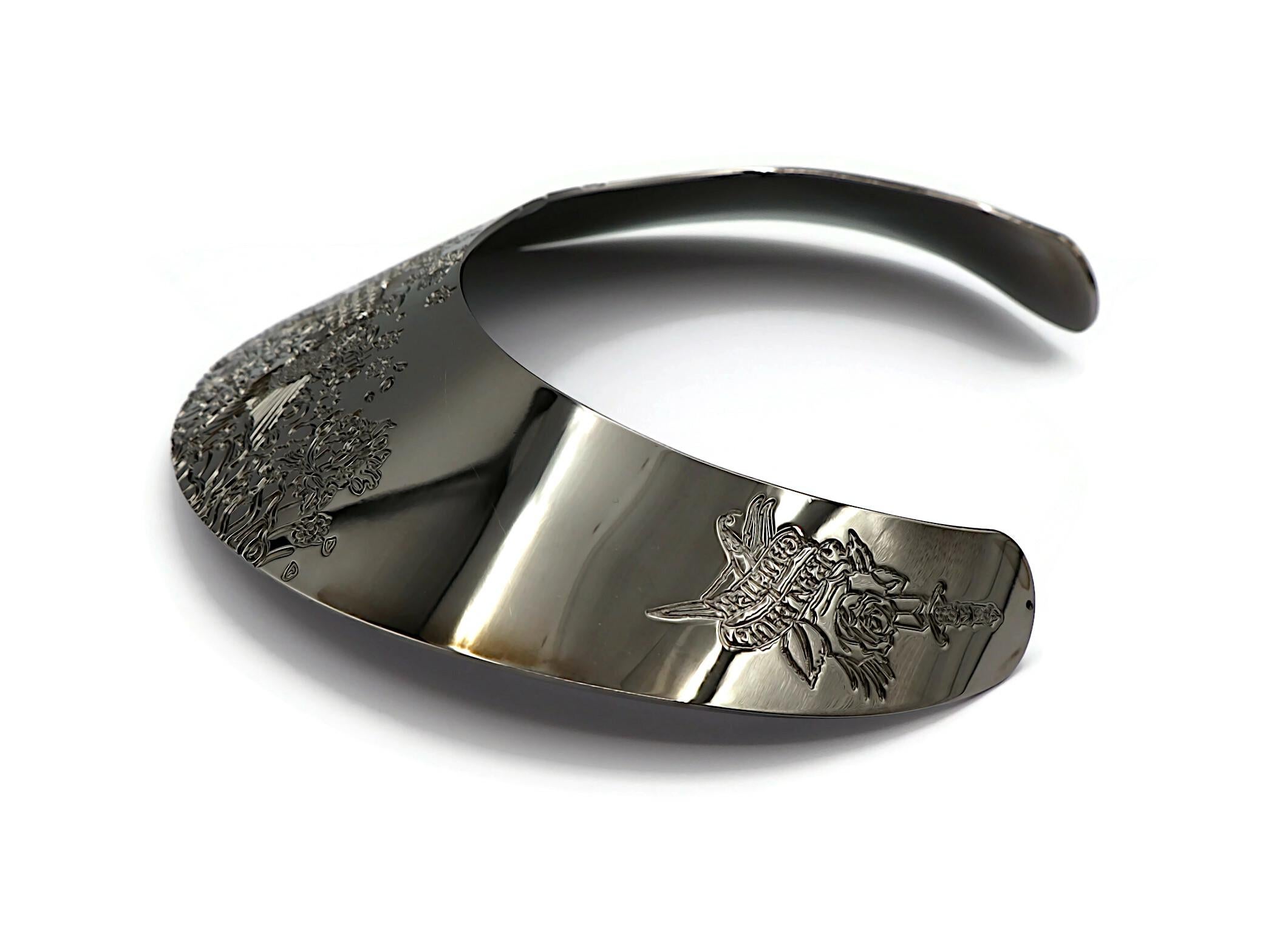 JEAN PAUL GAULTIER Ruthenium Color Japanese Koi Fish Tattoo Choker Necklace 6