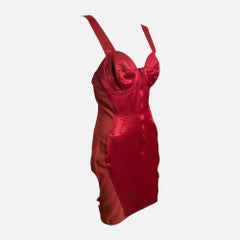 Jean Paul Gaultier S/S 1987 Red Satin Bustier-Bodice Lace-Up Mini Dress
