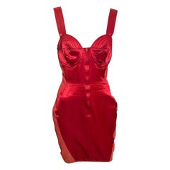 Jean Paul Gaultier S/S 1987 Red Satin Bustier-Bodice Lace-Up Mini Dress
