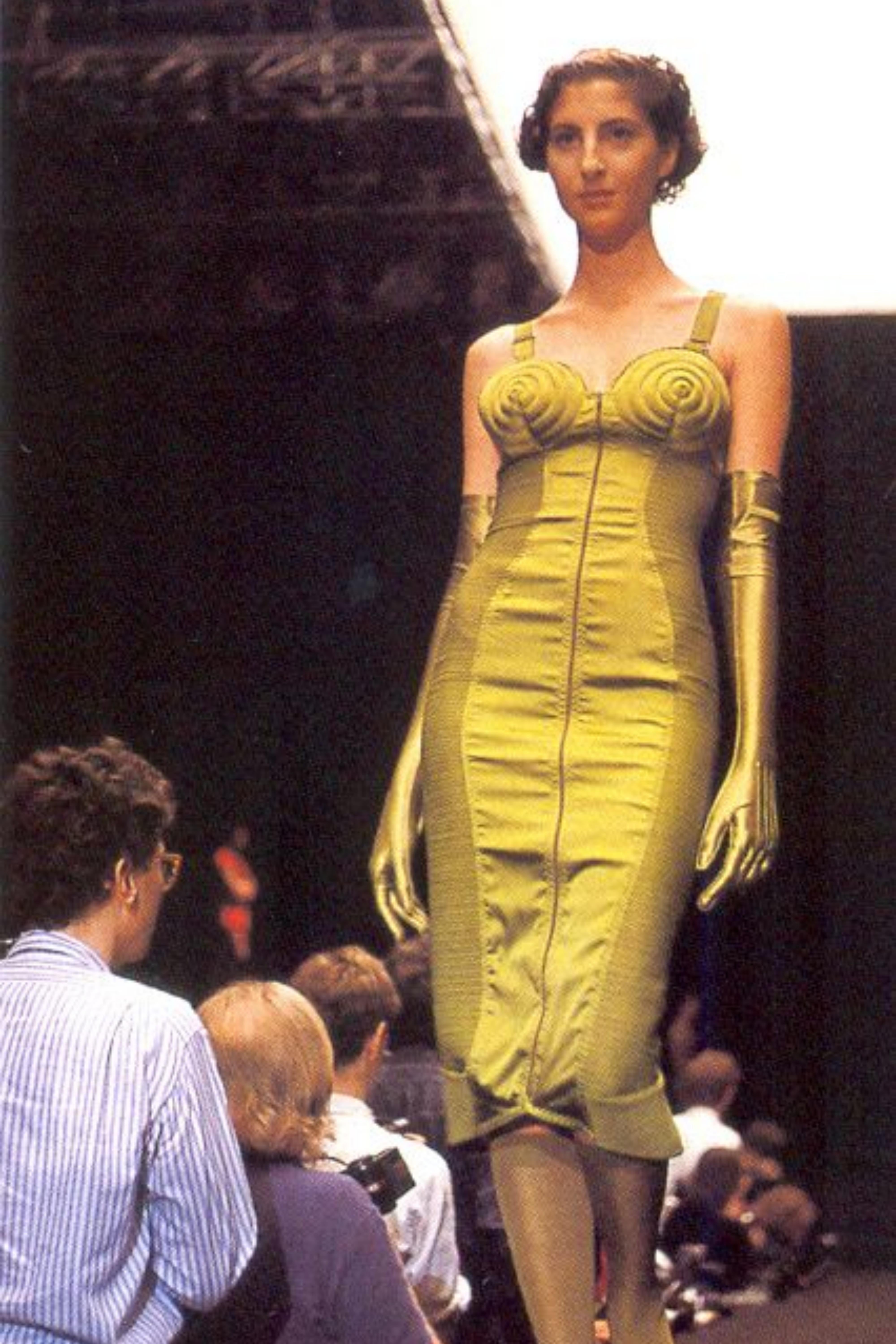 JEAN PAUL GAULTIER S/s 1989 Mini Abito con Reggiseno a Cono con Pannello in Raso Nero in vendita 1