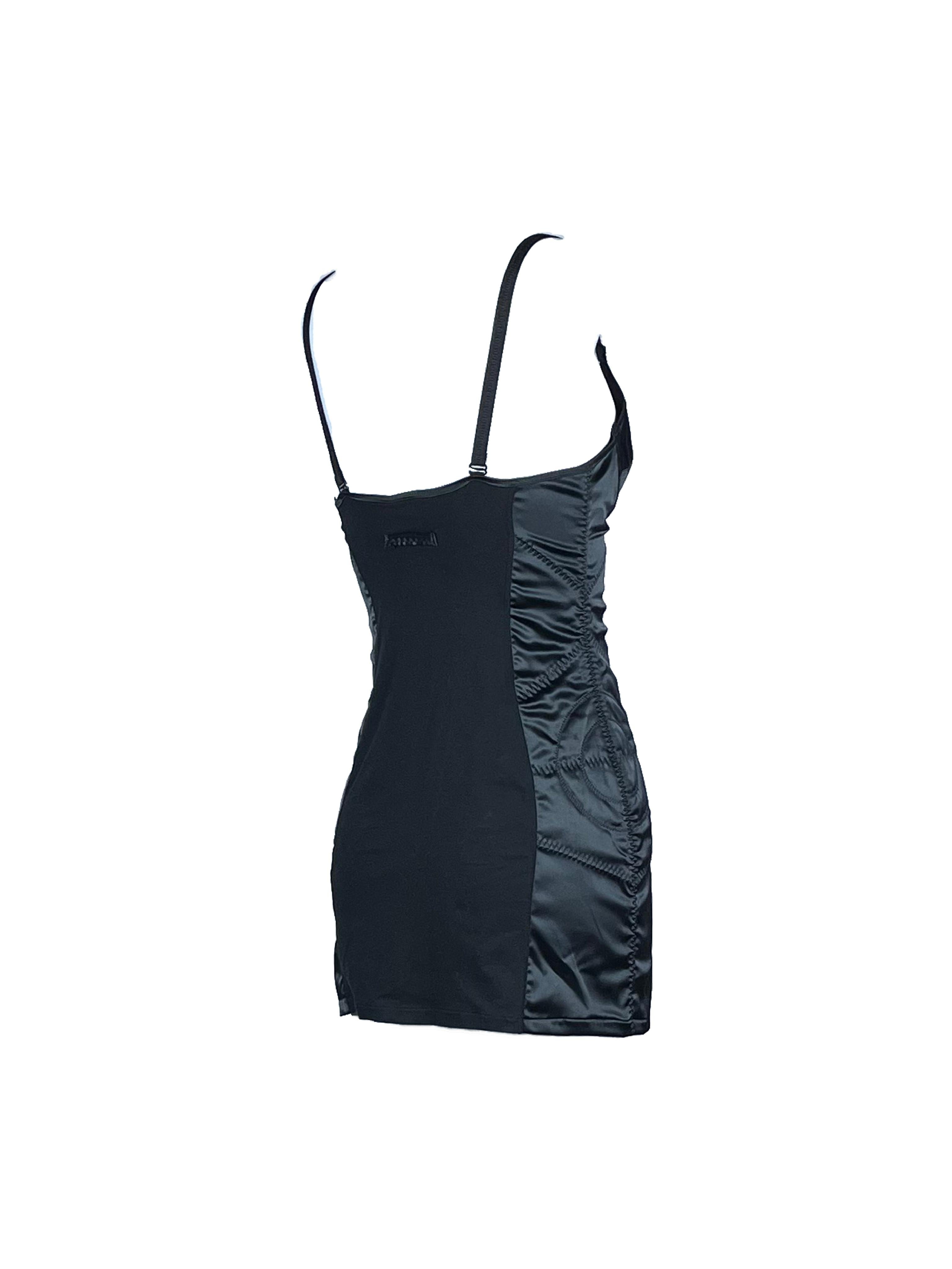 JEAN PAUL GAULTIER S/s 1989 Mini Abito con Reggiseno a Cono con Pannello in Raso Nero in vendita 3