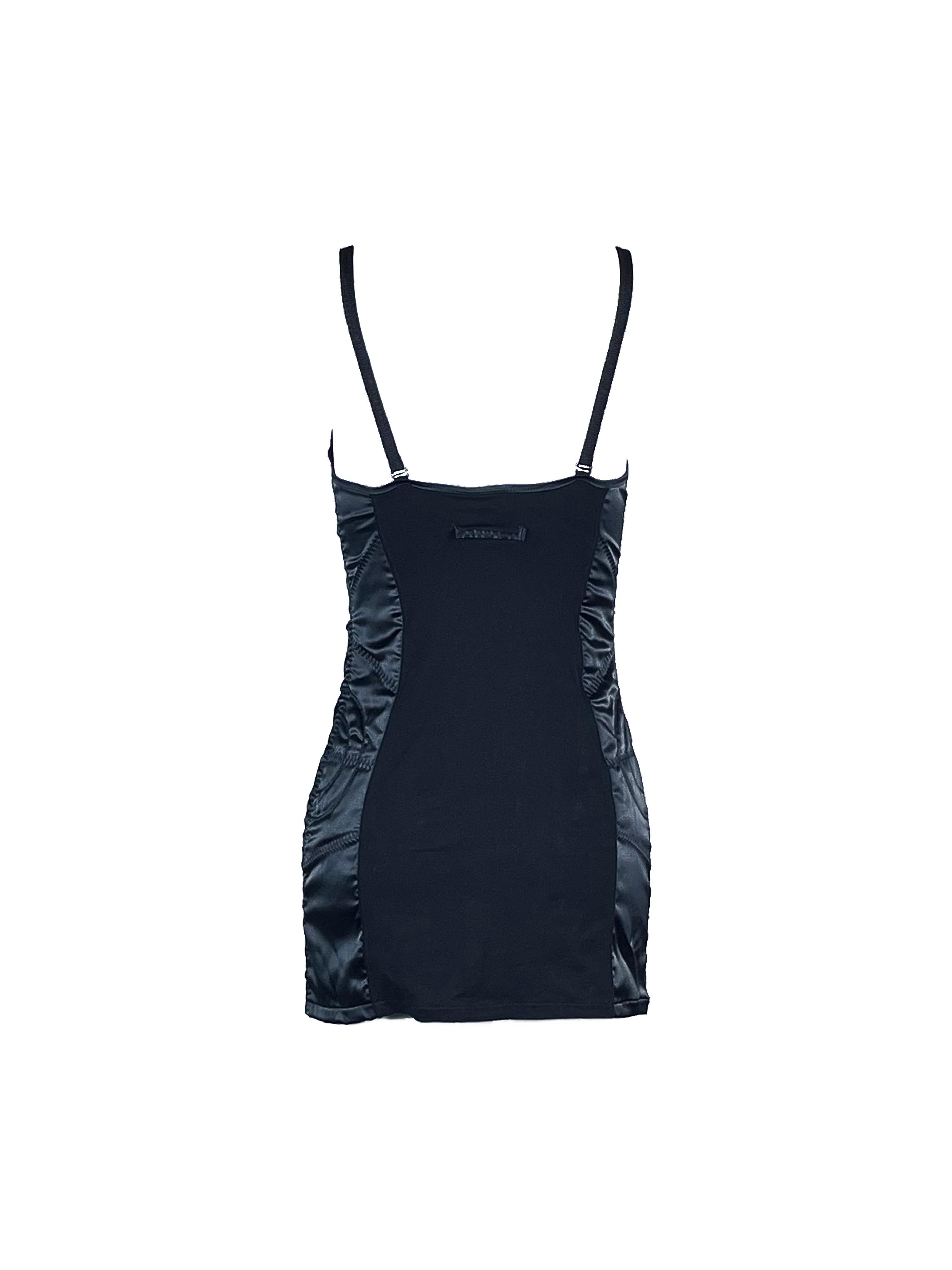 JEAN PAUL GAULTIER S/s 1989 Mini Abito con Reggiseno a Cono con Pannello in Raso Nero in vendita 4