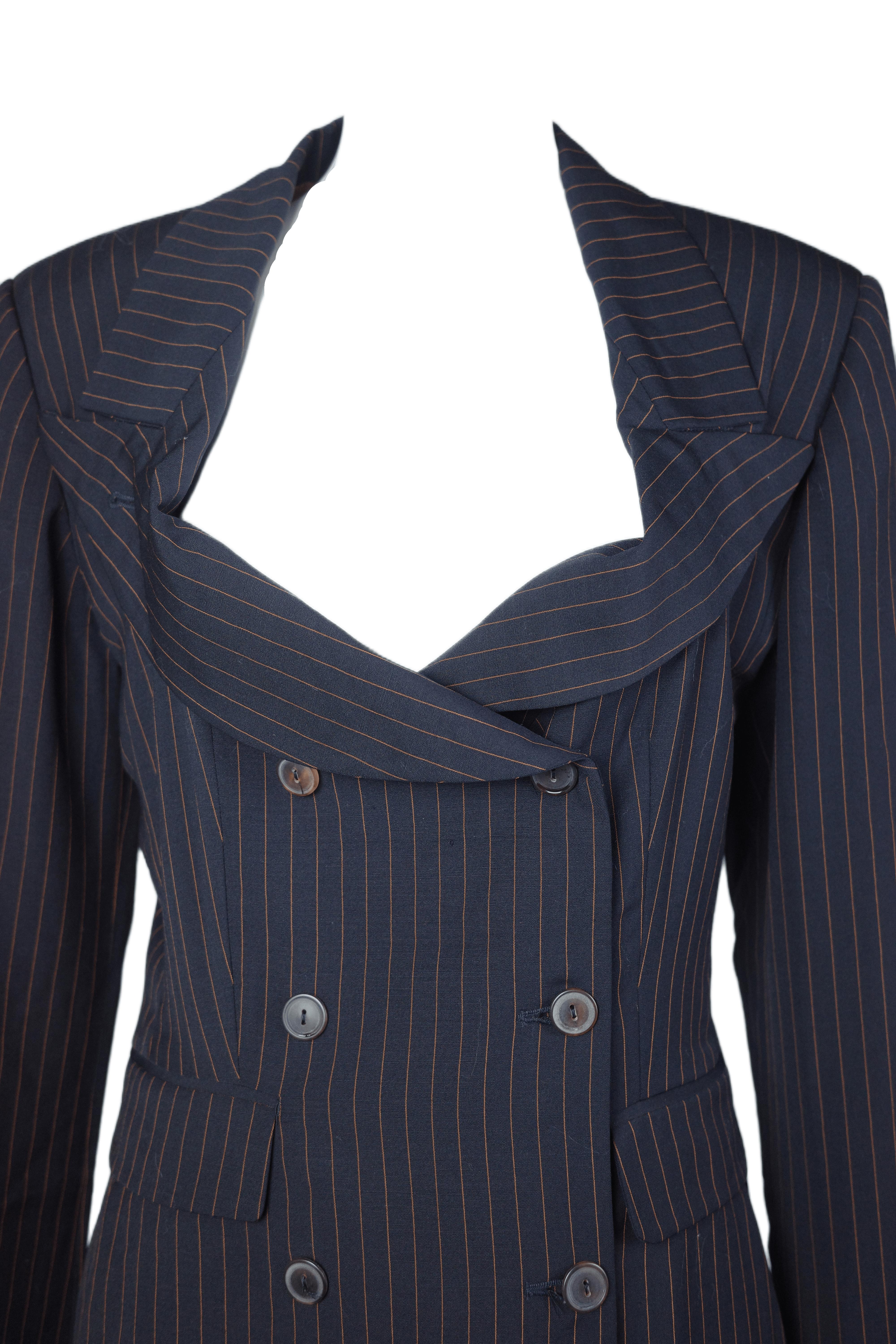 Donna JEAN PAUL GAULTIER S/s 1989 Pinstripe Draped Lapel Madonna Set in vendita