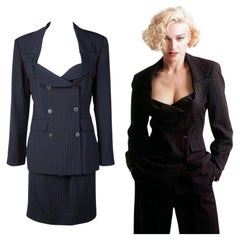 JEAN PAUL GAULTIER S/s 1989 Pinstripe Draped Lapel Madonna Set