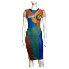 Jean Paul Gaultier S/S 1990 Bodycon Painted Jersey Dress