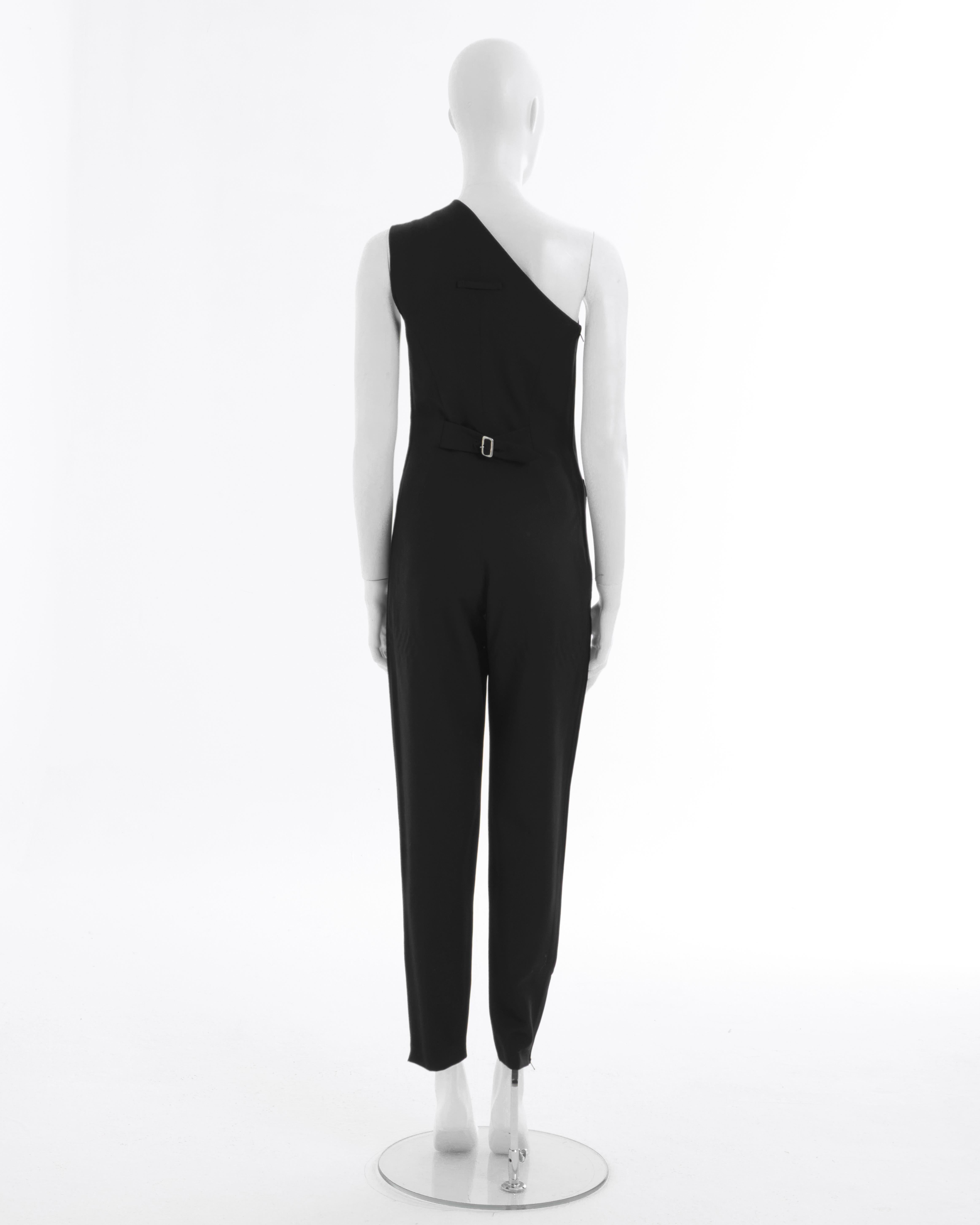 Black Jean Paul Gaultier S/S 1990 'Rhapsodie in blue' Combinaison noire à une épaule en vente