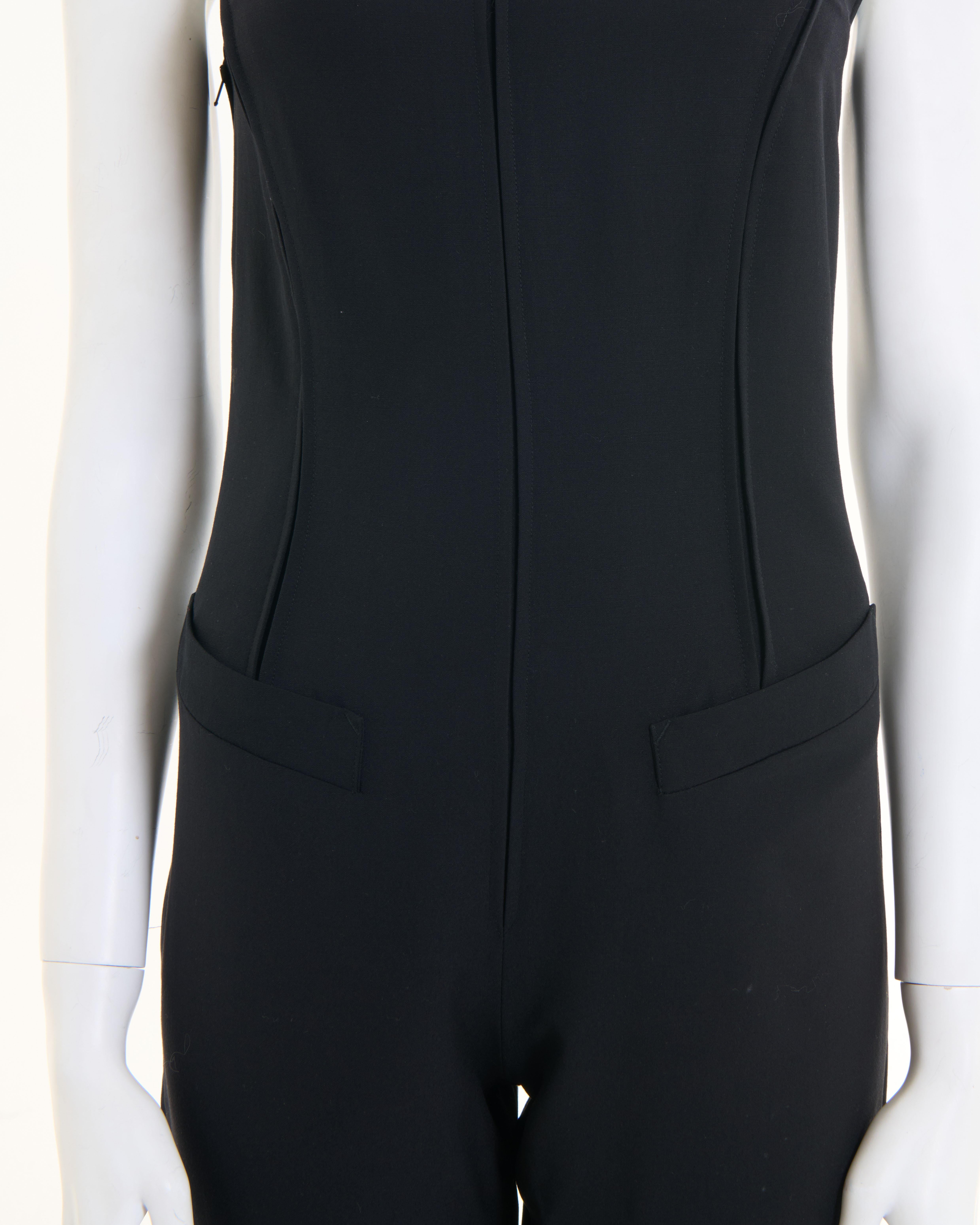 Jean Paul Gaultier S/S 1990 'Rhapsodie in blue' Combinaison noire à une épaule en vente 3