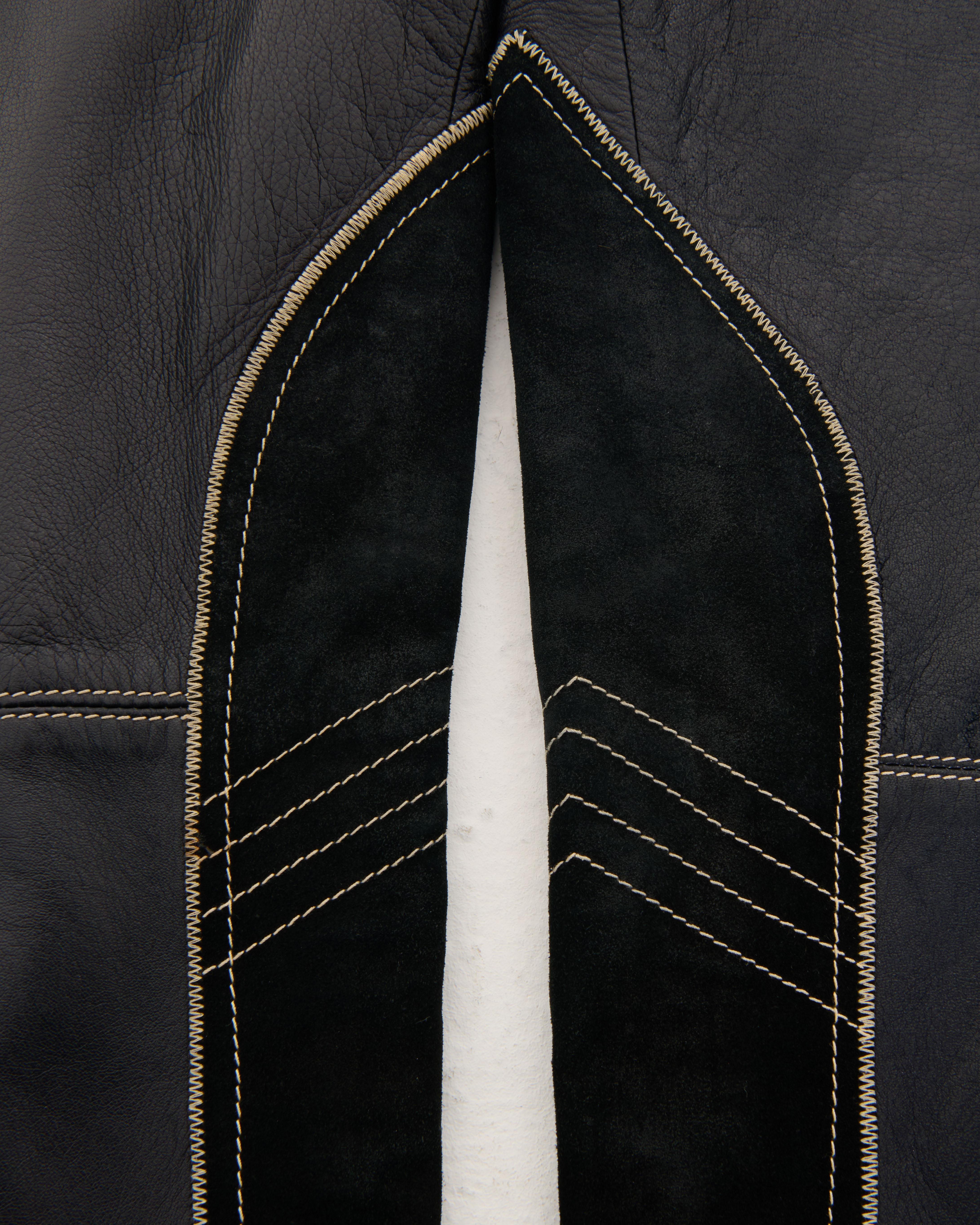 Femenino o masculino Jean Paul Gaultier S/S 1991 Pantalones de moto de cuero negro en venta
