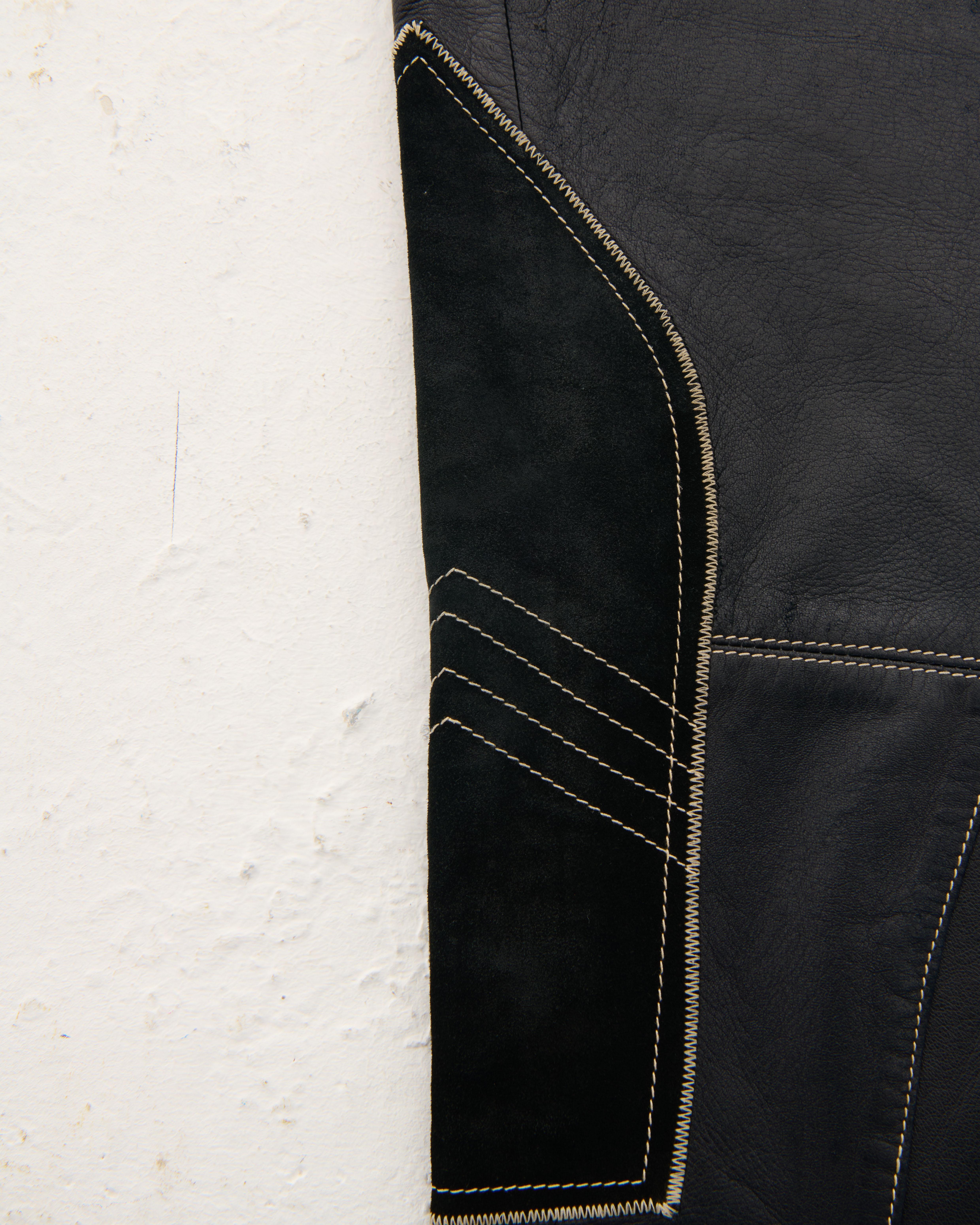 Jean Paul Gaultier S/S 1991 Pantalones de moto de cuero negro en venta 2