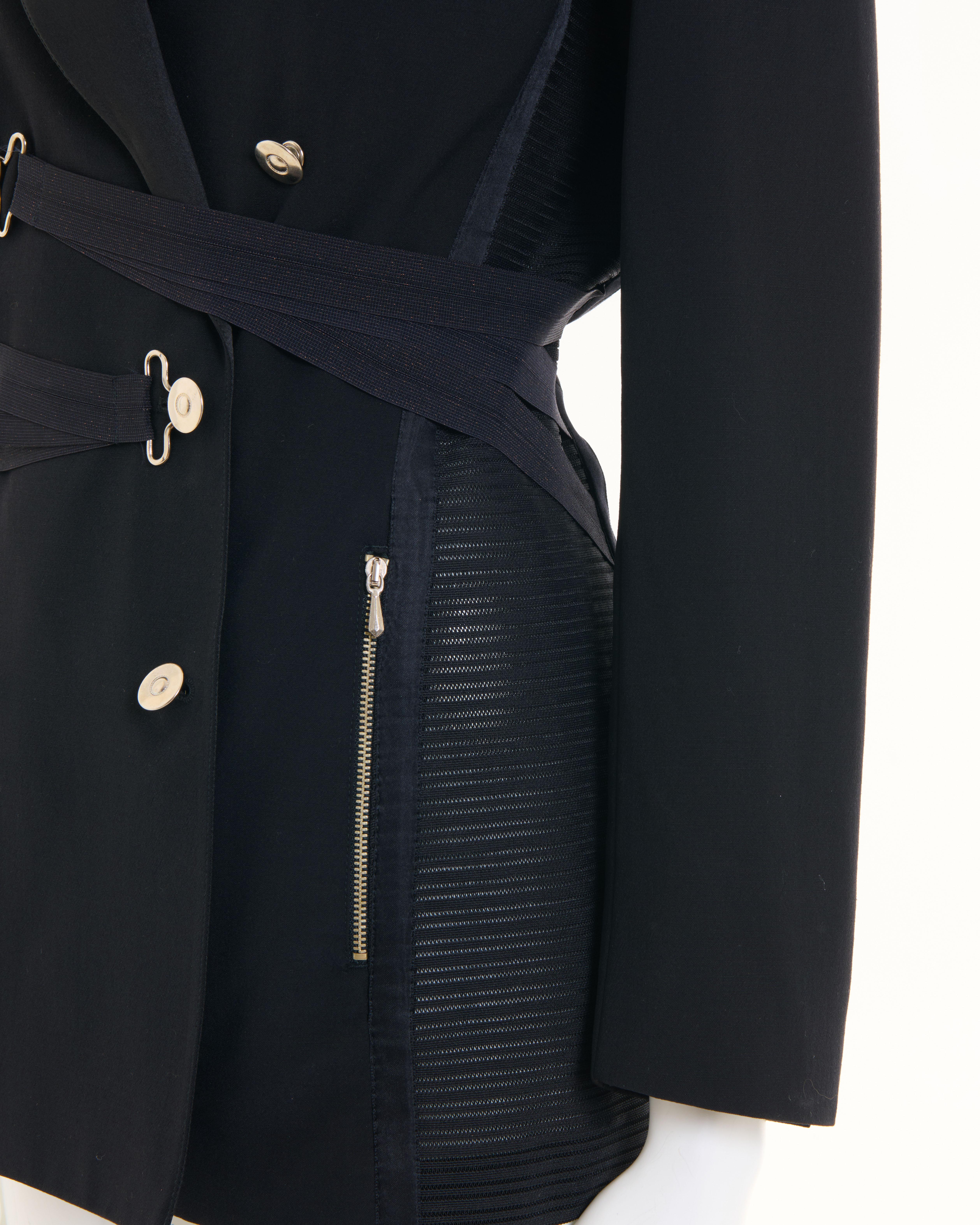Jean Paul Gaultier S/S 1992 Black wool double breasted bondage jacket For Sale 7
