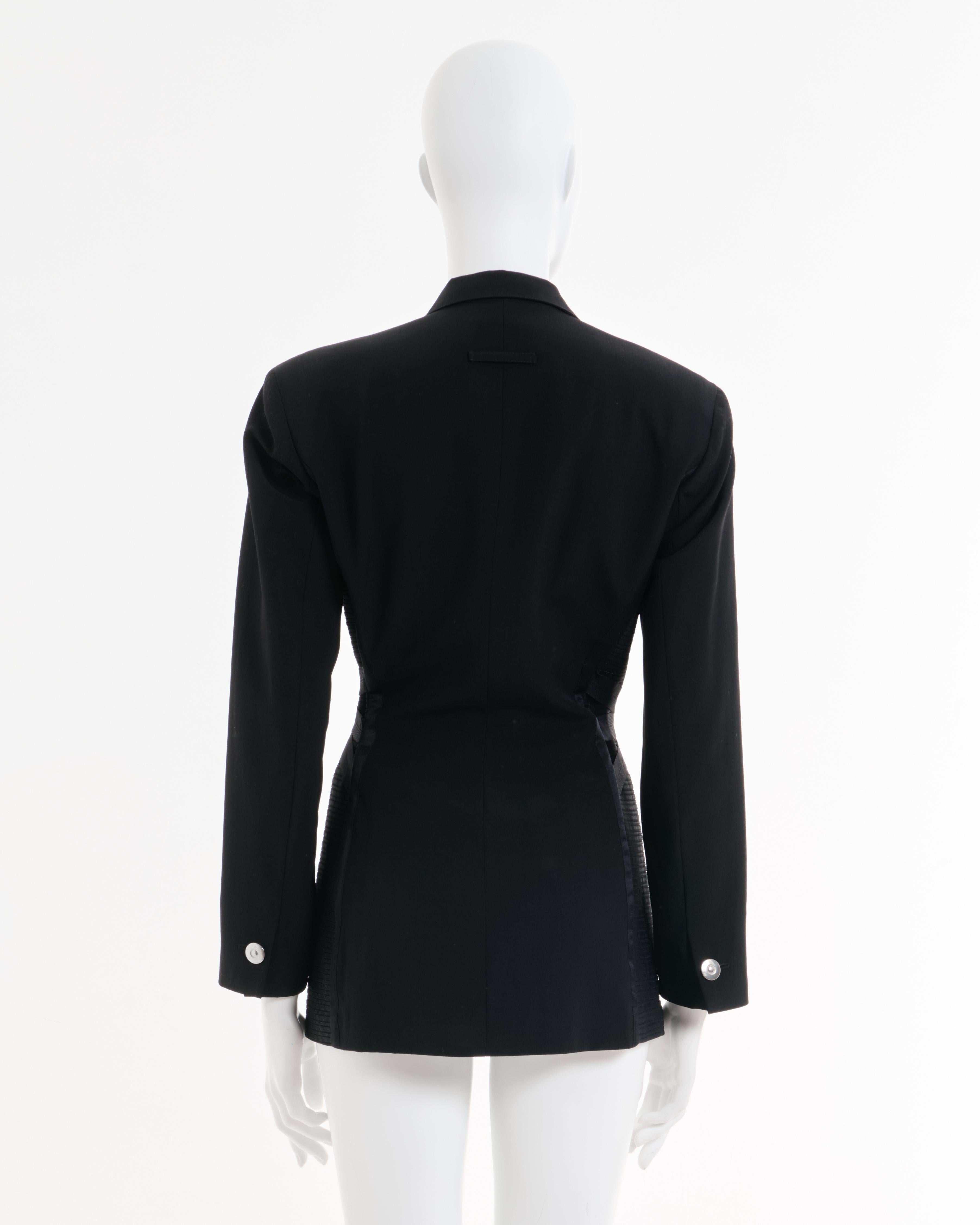 Jean Paul Gaultier S/S 1992 Black wool double breasted bondage jacket In Good Condition For Sale In Milano, IT