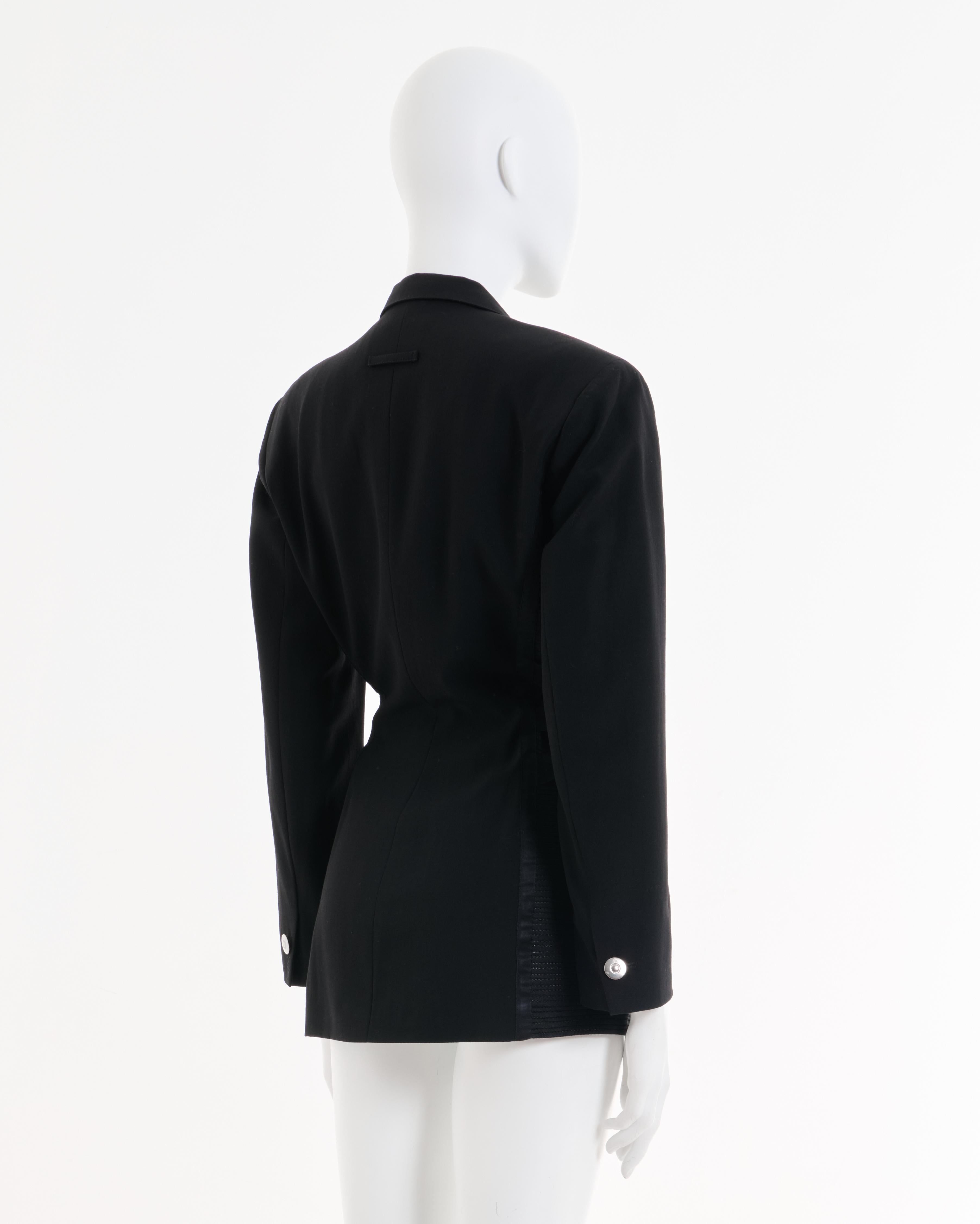 Women's Jean Paul Gaultier S/S 1992 Black wool double breasted bondage jacket For Sale