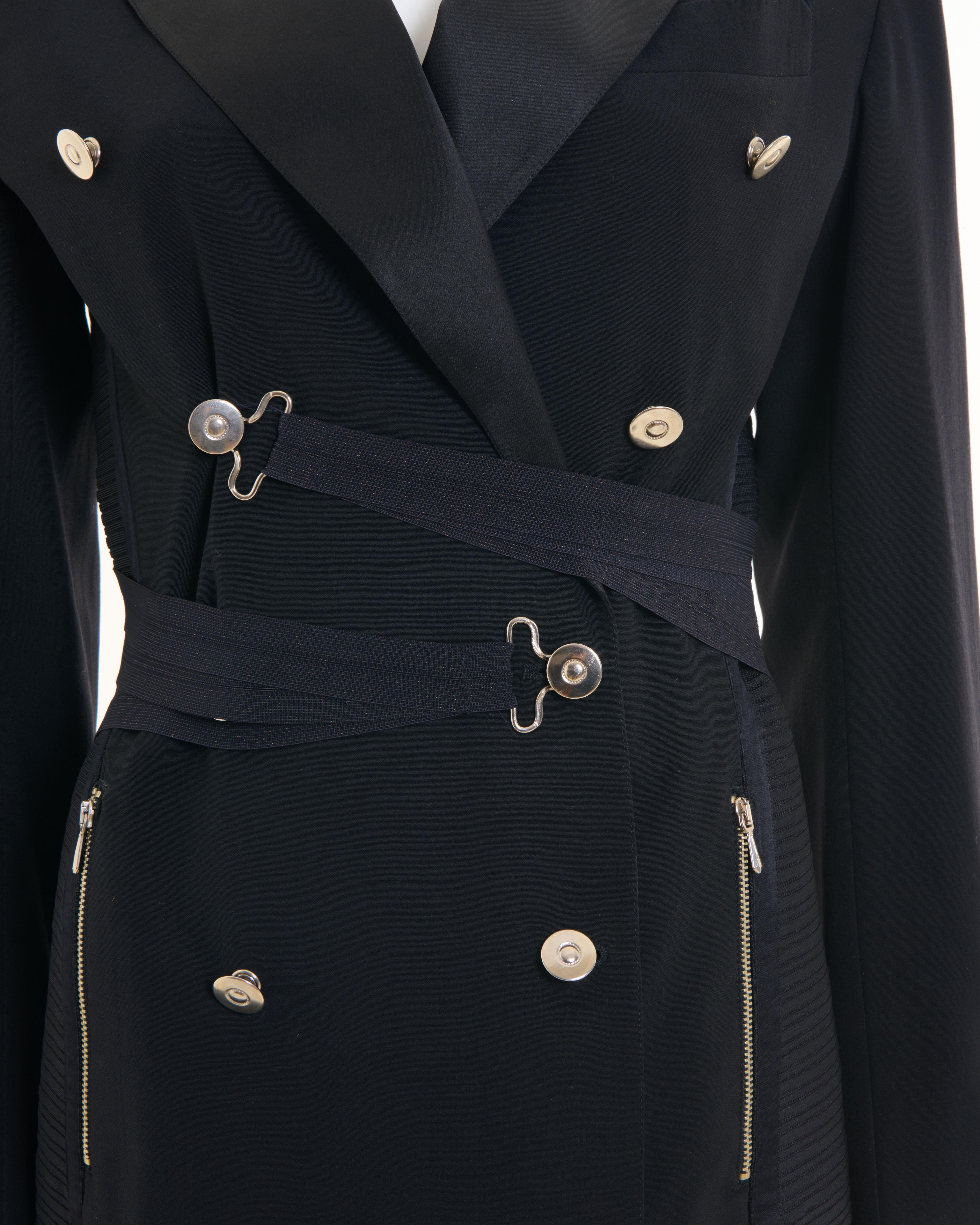 Jean Paul Gaultier S/S 1992 Black wool double breasted bondage jacket For Sale 1