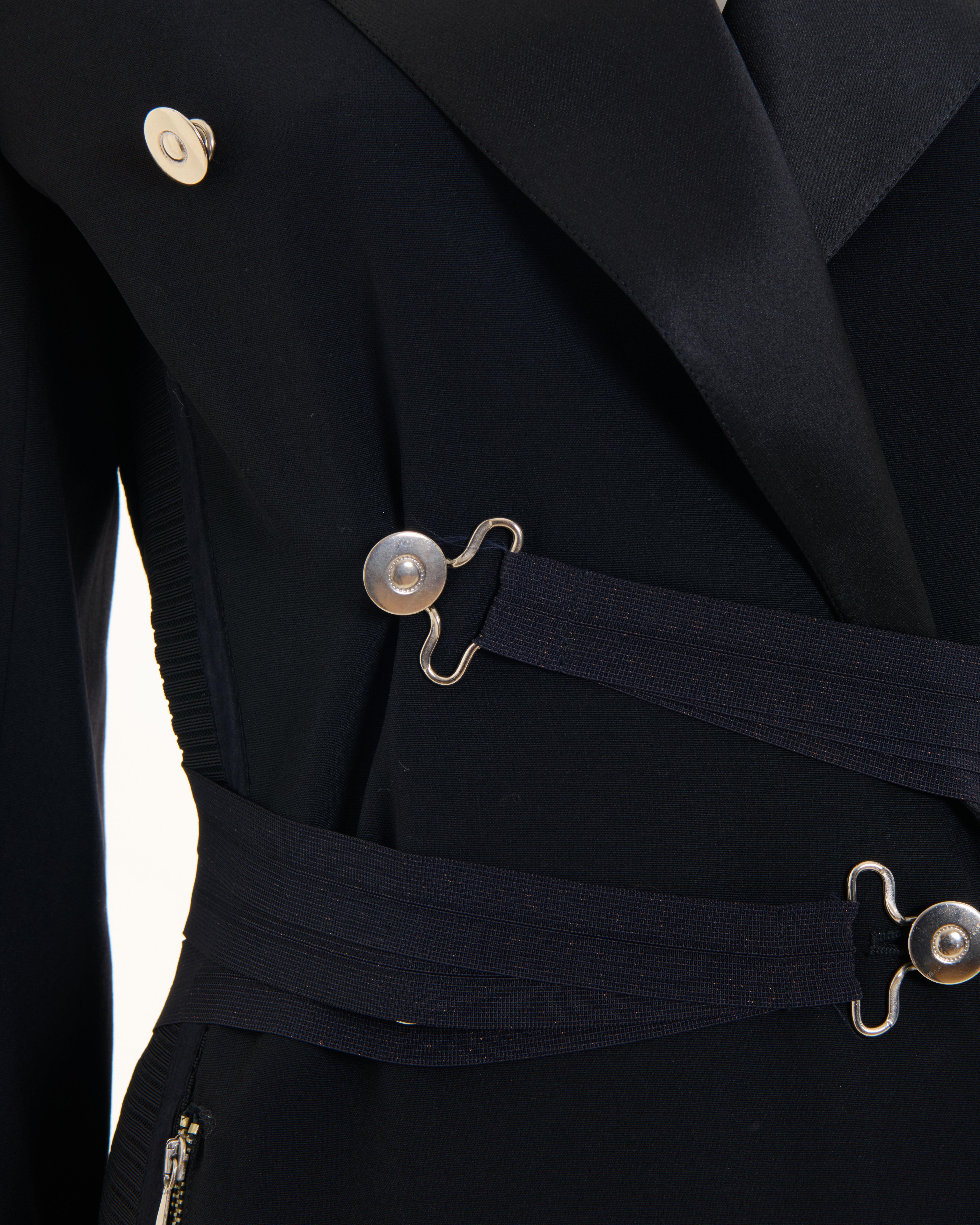 Jean Paul Gaultier S/S 1992 Black wool double breasted bondage jacket For Sale 2