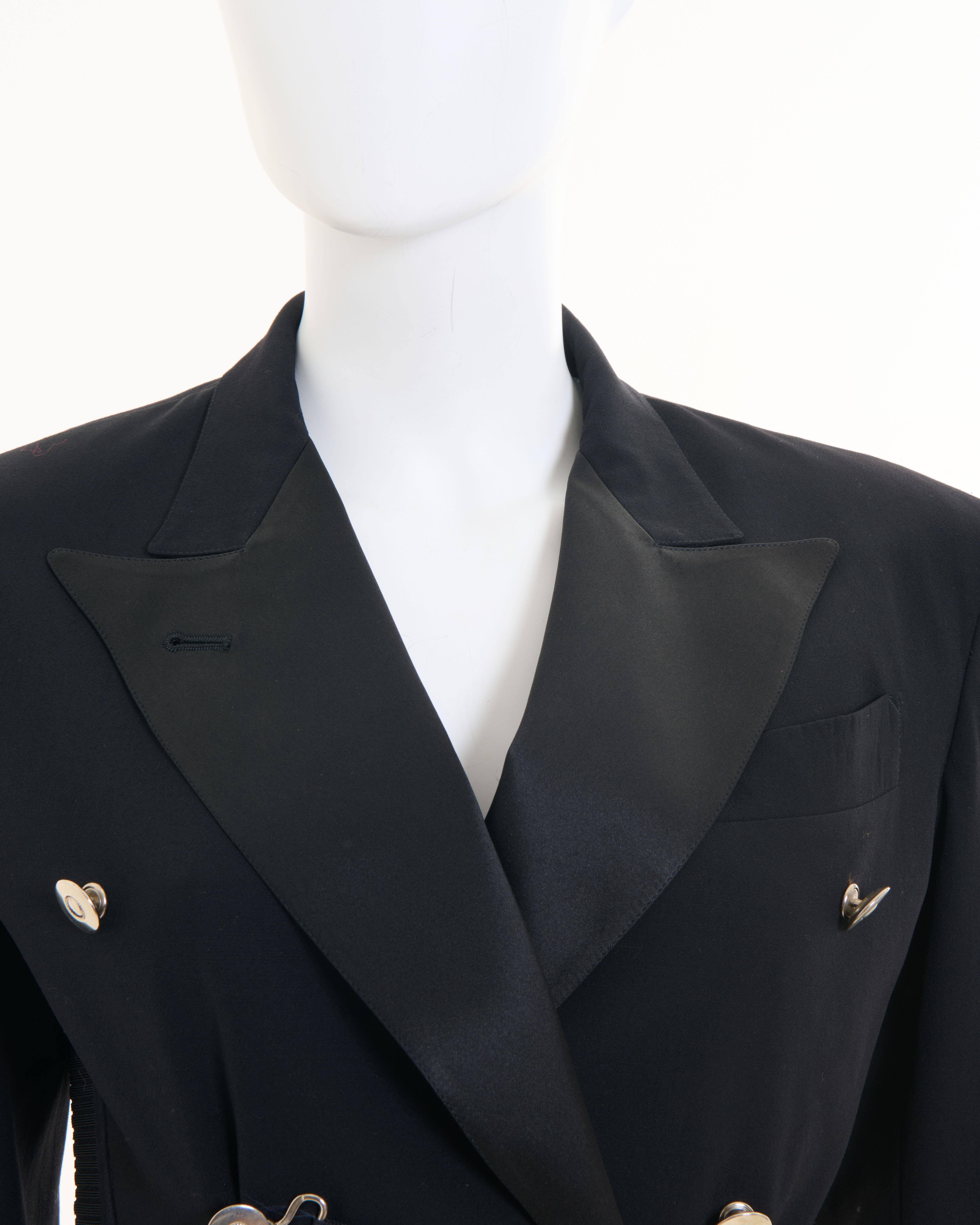 Jean Paul Gaultier S/S 1992 Black wool double breasted bondage jacket For Sale 3