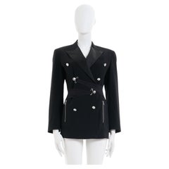 Vintage Jean Paul Gaultier S/S 1992 Black wool double breasted bondage jacket