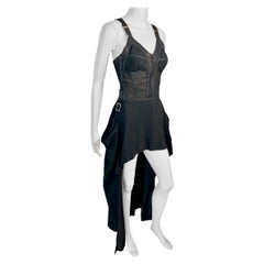 Jean Paul Gaultier S/S 1992 Runway Bra Corset Sheer Panels Black Evening Dress