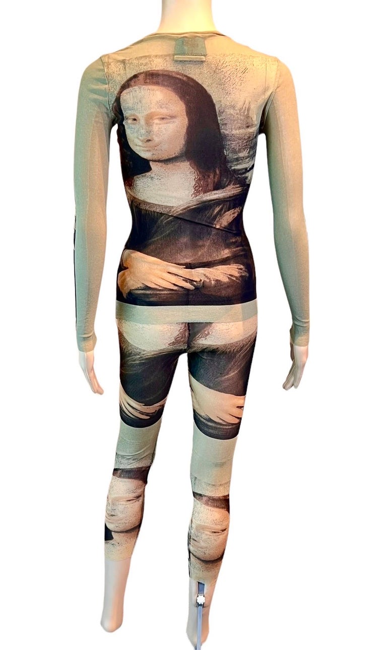 Jean Paul Gaultier S/S 1995 Mona Lisa durchsichtiges Mesh-Top and  