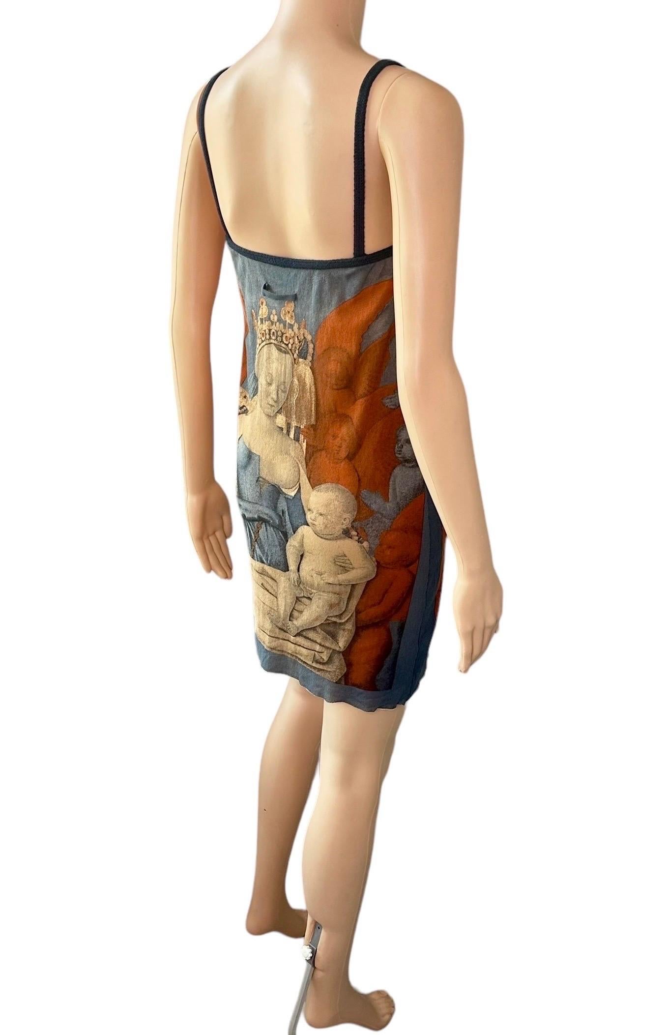 Jean Paul Gaultier S/S 1995 Virgin & Child by Jean Fouquet Print Slip Mini Dress For Sale 11