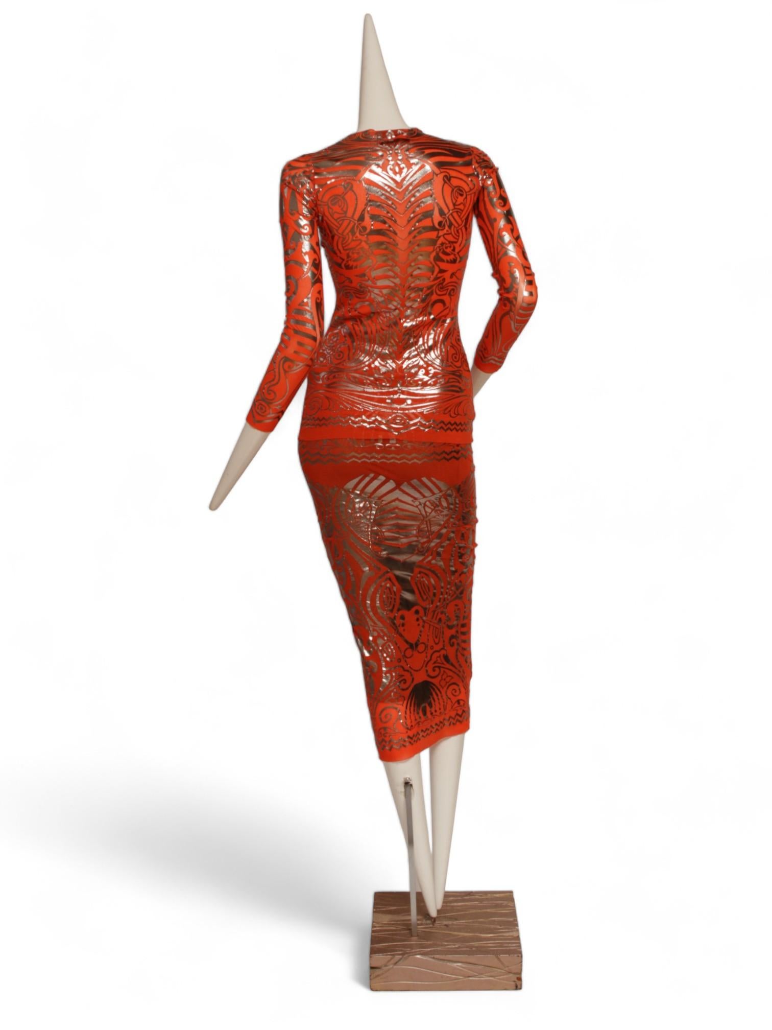 JEAN PAUL GAULTIER P/E 1996: ensemble con stampa tatuaggio Cyberbaba In condizioni ottime in vendita a Kingston, NY