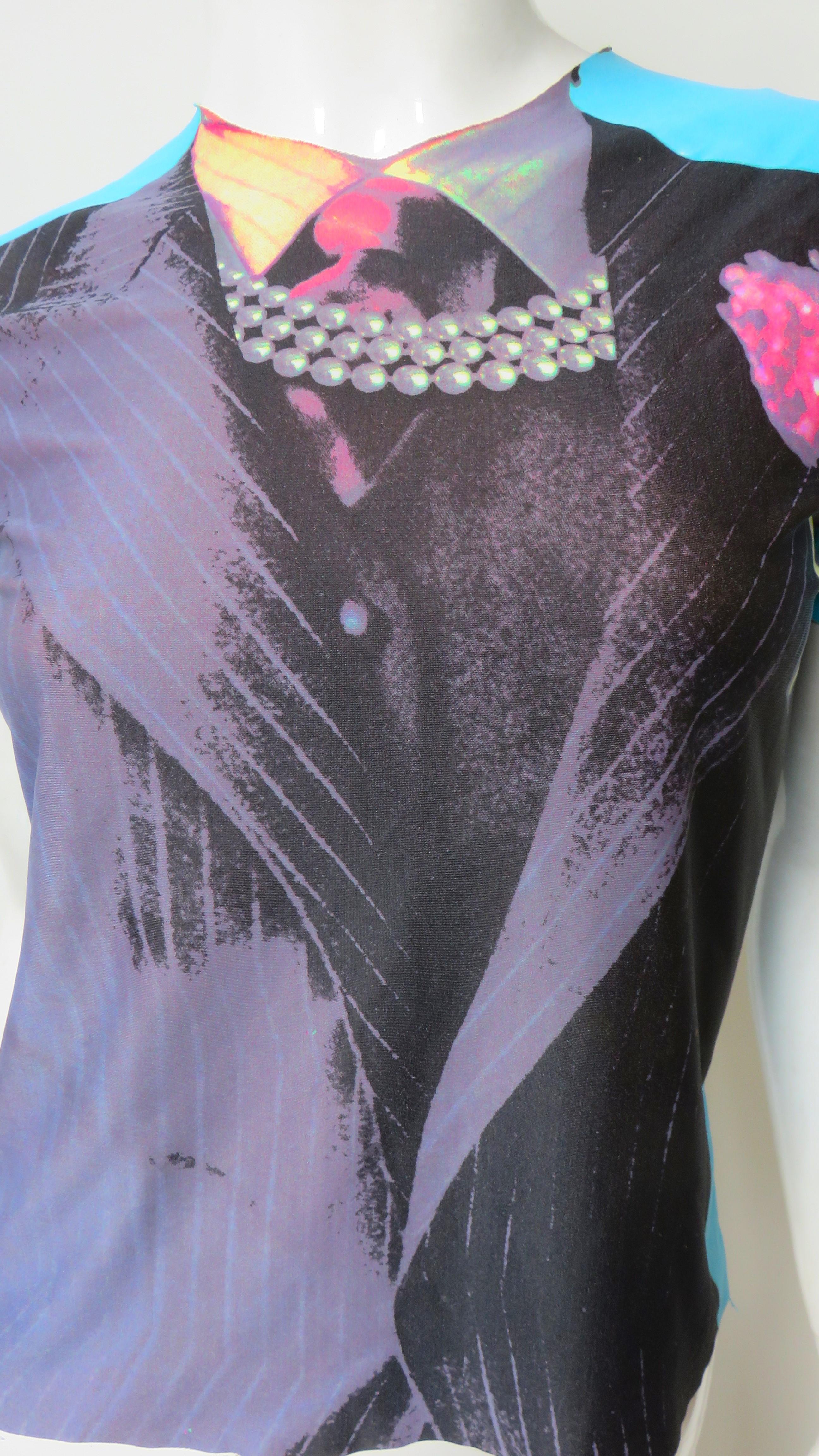 Jean Paul Gaultier S/S 1996 Trompe L'oeil Pearls and Necktie Top In Excellent Condition For Sale In Water Mill, NY