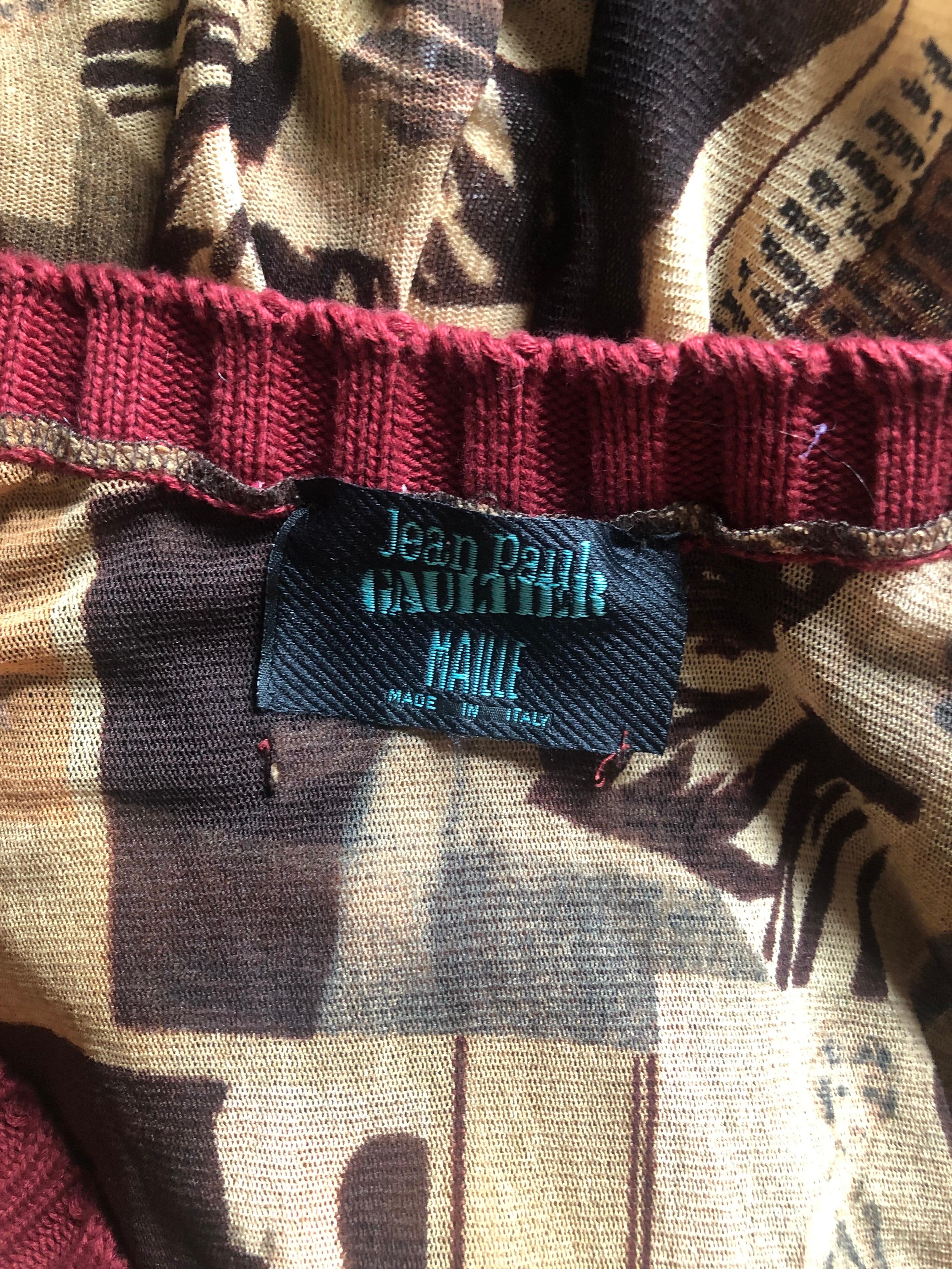 Robe longue en maille imprimée Belle Époque Jean Paul Gaultier S/S 1996 Bon état - En vente à Naples, FL