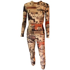 Jean Paul Gaultier S/S 1996 Vintage Mesh Cardigan:: Top & Leggings 3 Pieces Set